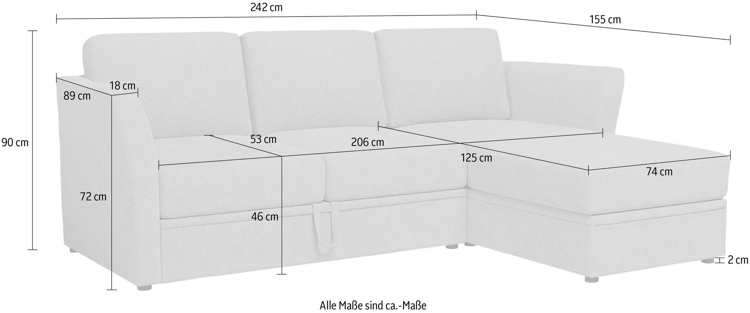 Home affaire Ecksofa »Lavars, L-Form, Schlafsofa«, mit Bettfunktion und Stauraum, in zwei verschiedenen Bezugsqualitäten