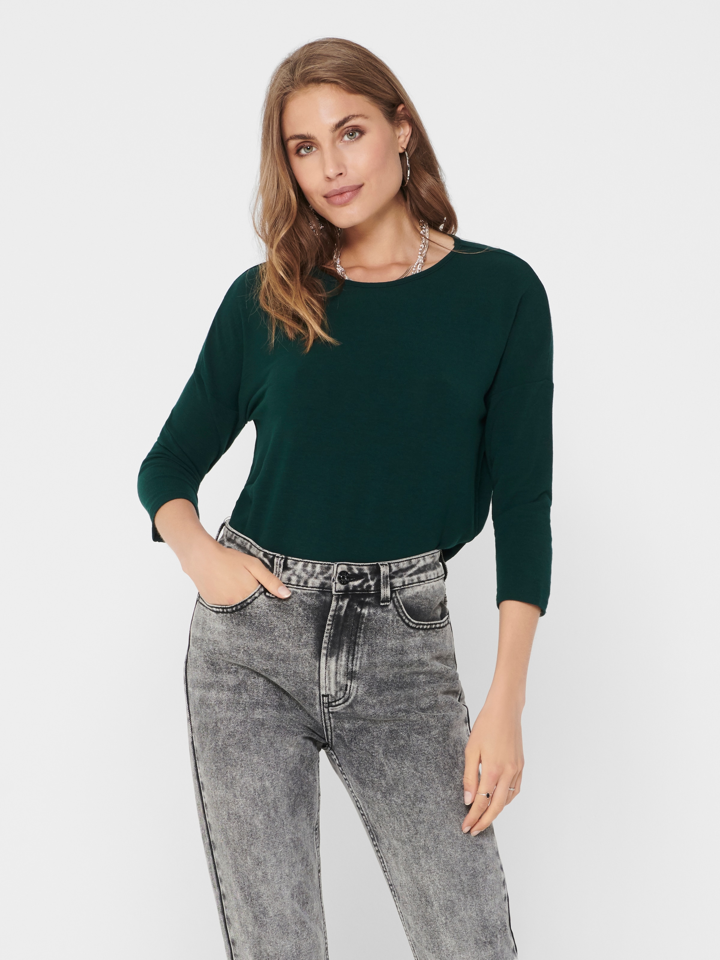 ONLY 3/4-Arm-Shirt "ONLGLAMOUR 3/4 TOP JRS NOOS" in lässiger Oversize-Form günstig online kaufen