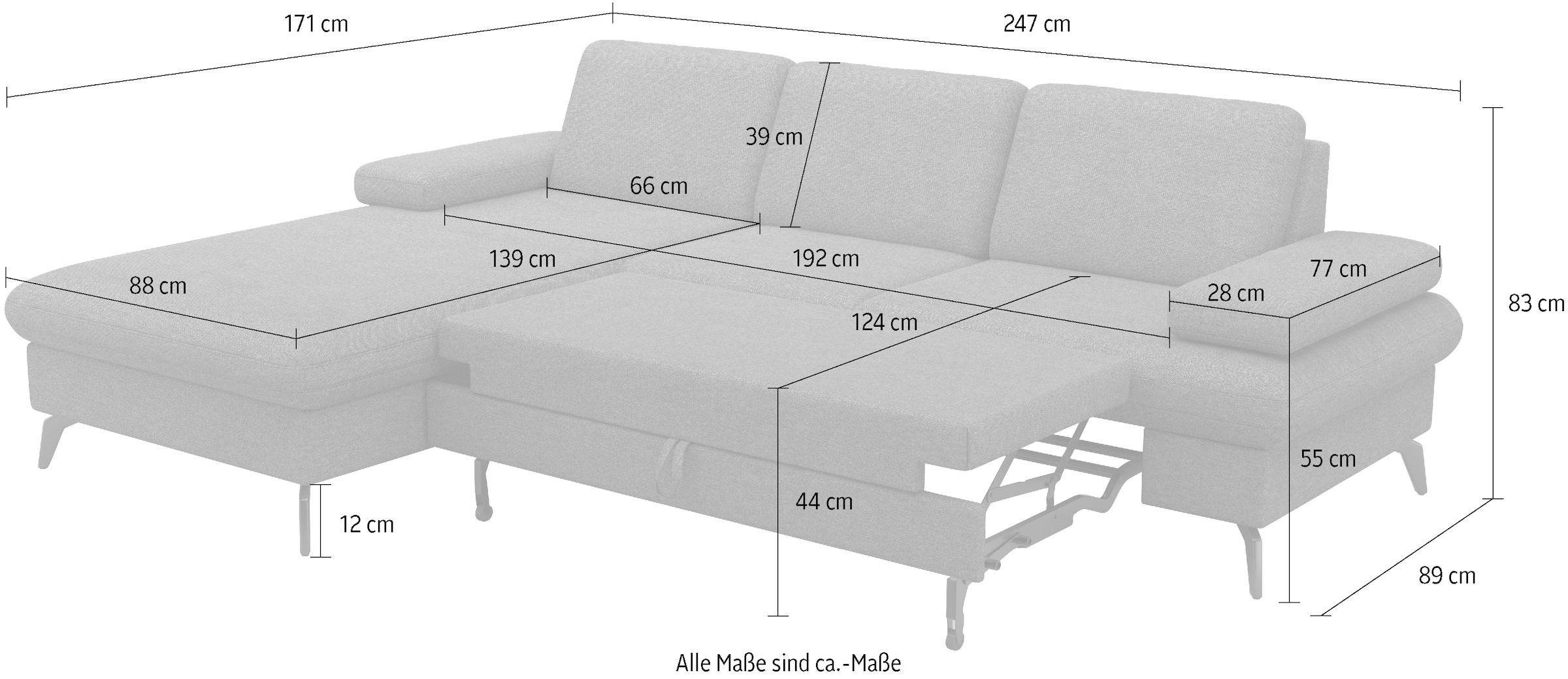 sit&more Ecksofa »Morris Jubi, L-Form«, inkl. Armteilfunktion und 1 Zierkissen, wahlweise mit Bettfunktion