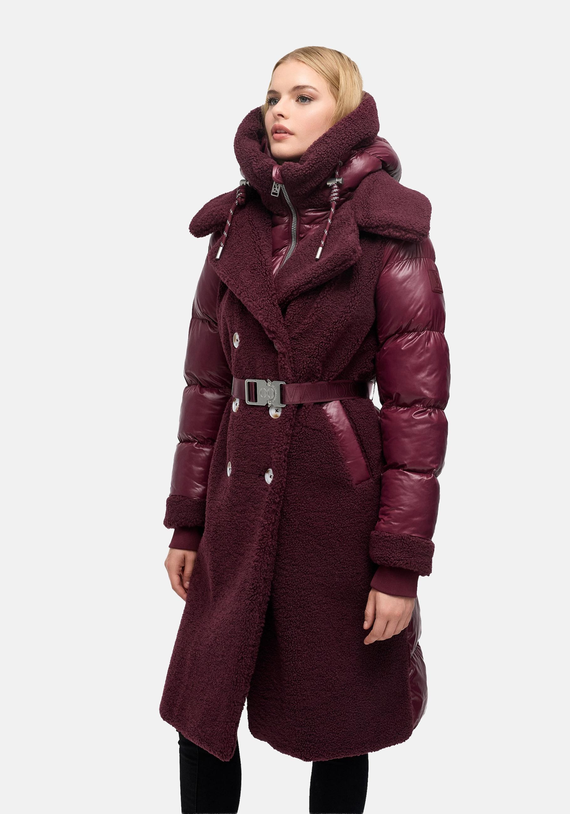 Navahoo Wintermantel "Kuscheltraum 14" Modischer Damen Plüschmantel aus angesagtem Materialmix