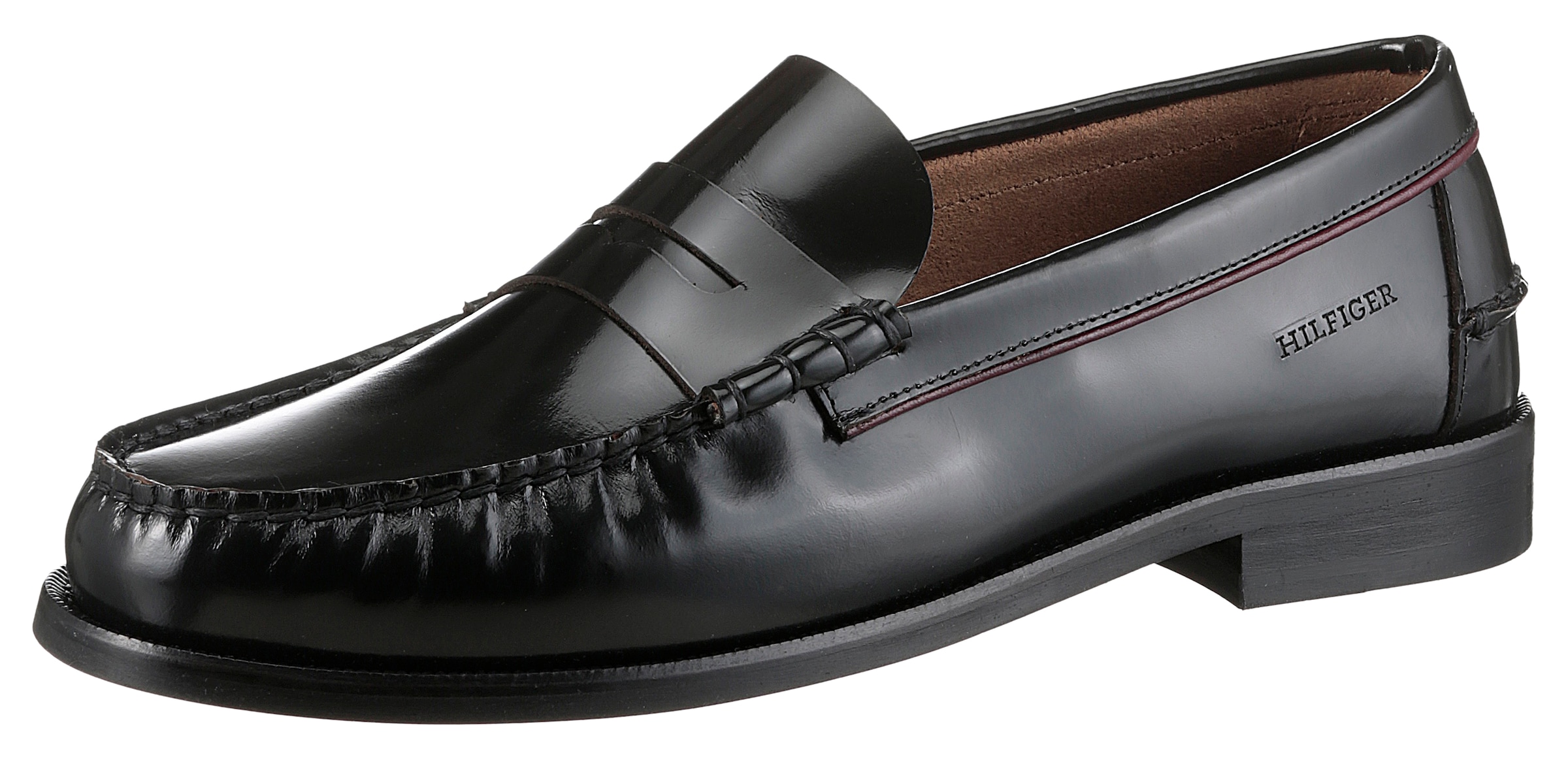 Slipper »CLASSIC HILFIGER LEATHER LOAFER«, Blockabsatz, Businesssmode, Festtagsmode...