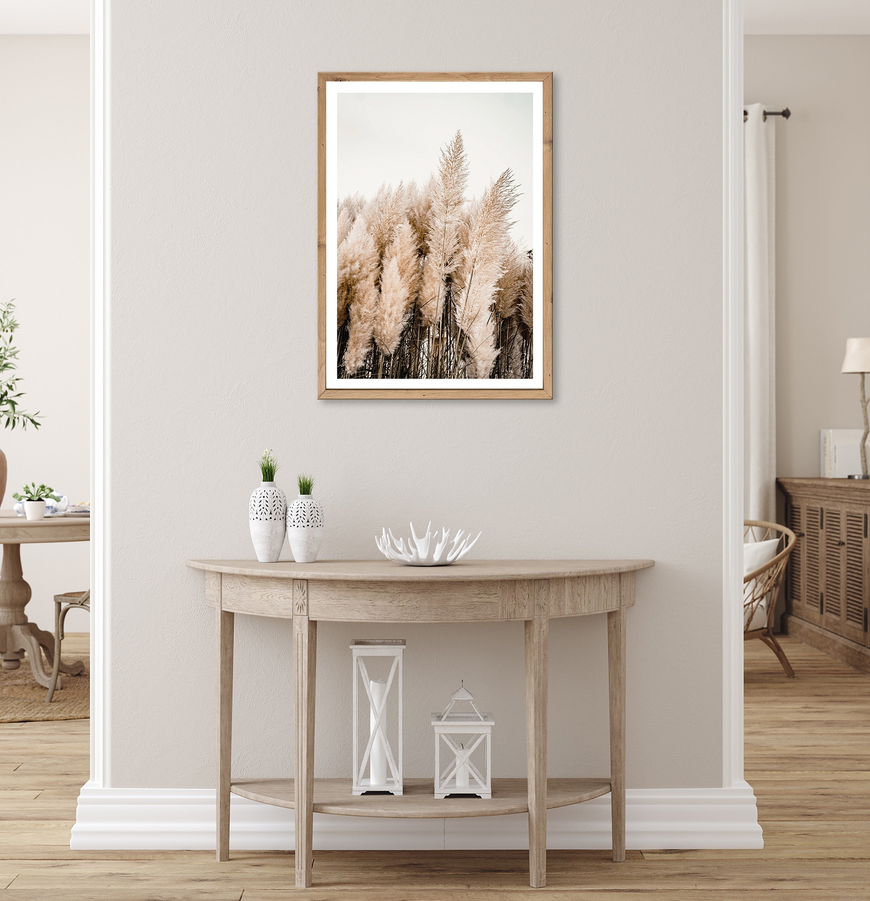 Bönninghoff Bild mit Rahmen »Wandbild gerahmt PAMPASGRAS 50x70 cm – Natürliches Gräsermotiv in« Gräser | Natur | Pflanzen | Pflanzenbilder 1 Stk. tlg. mit dekorativem Rahmen