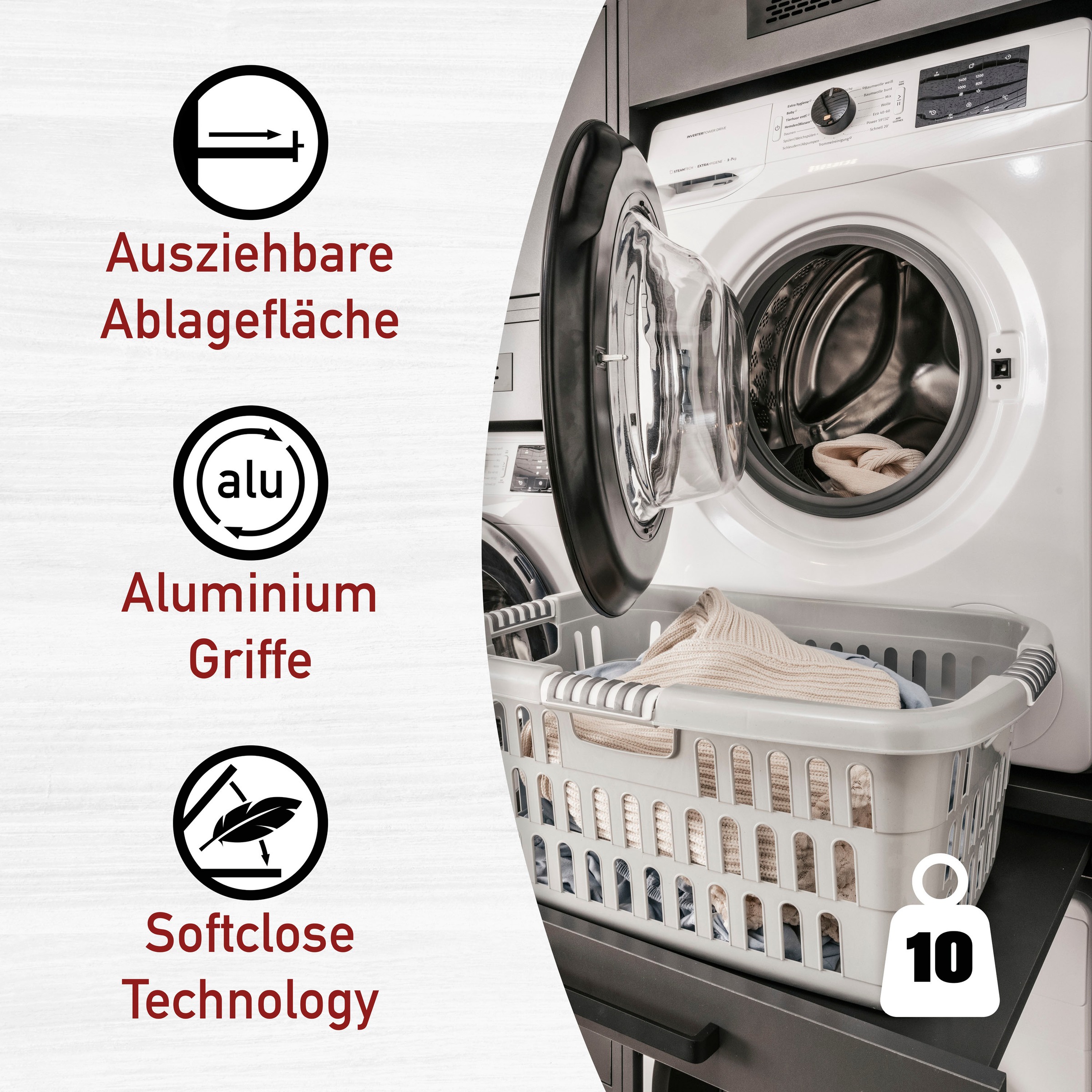 Inter Link Mehrzweckschrank-Set »Norela, Waschmaschinenumbauschrank, Geräteschrank mit Wäscheschrank« 5 Stk. tlg.
