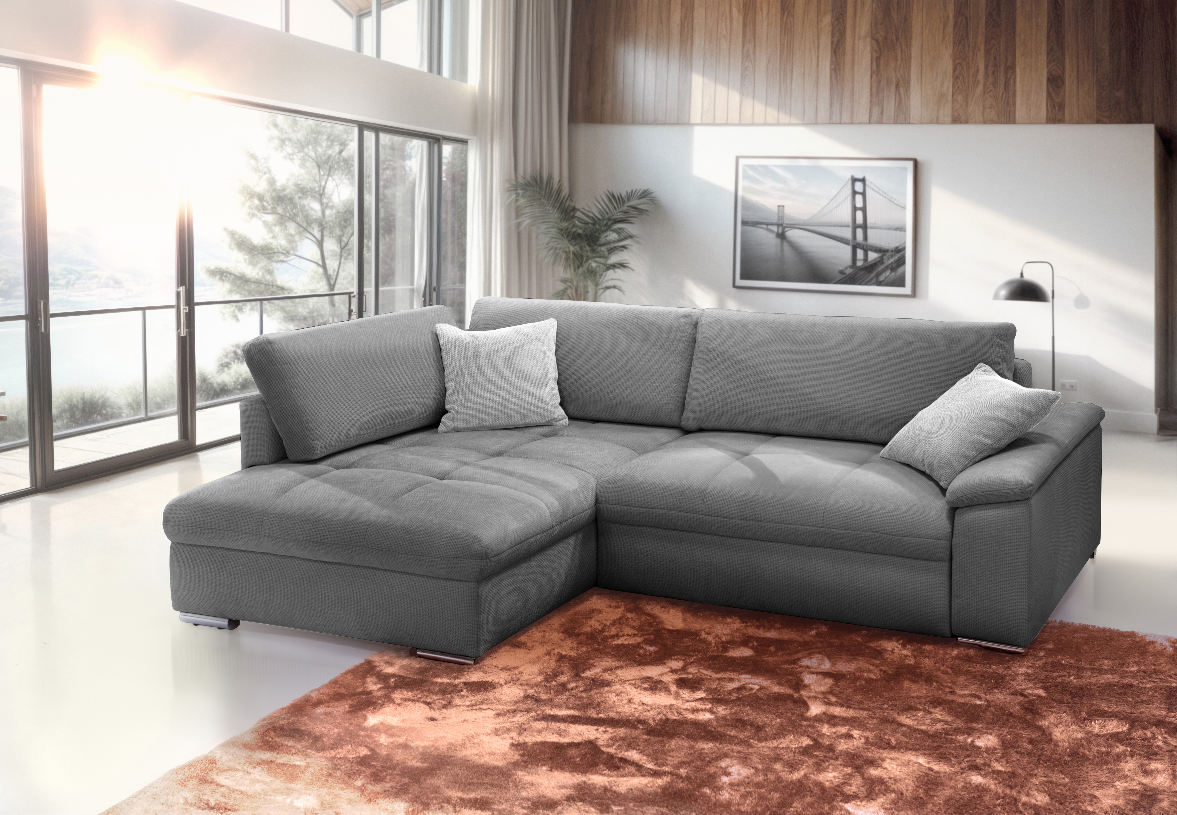 exxpo - sofa fashion Ecksofa "Casa Grande inkl. Bettfunktion & Bettkasten, bequem" Breite 268cm, L-Form, guter Sitzkomfort, große Liegefläche