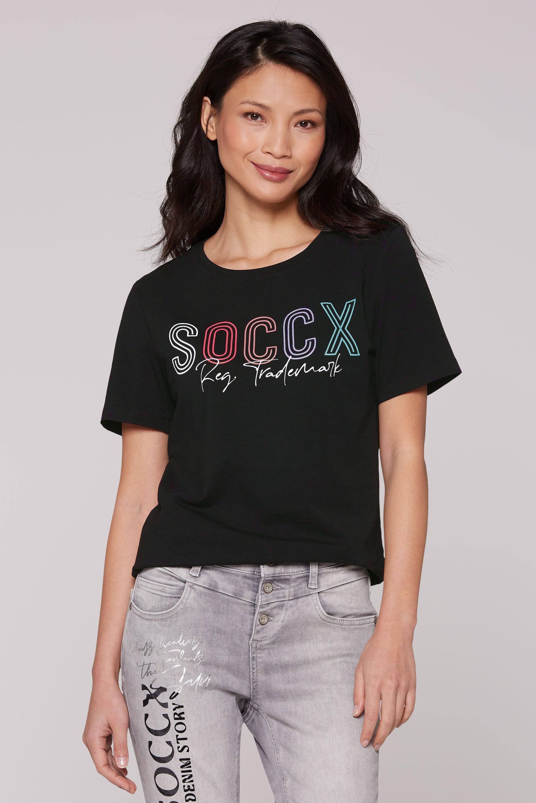 SOCCX Rundhalsshirt, mit Baumwolle günstig online kaufen