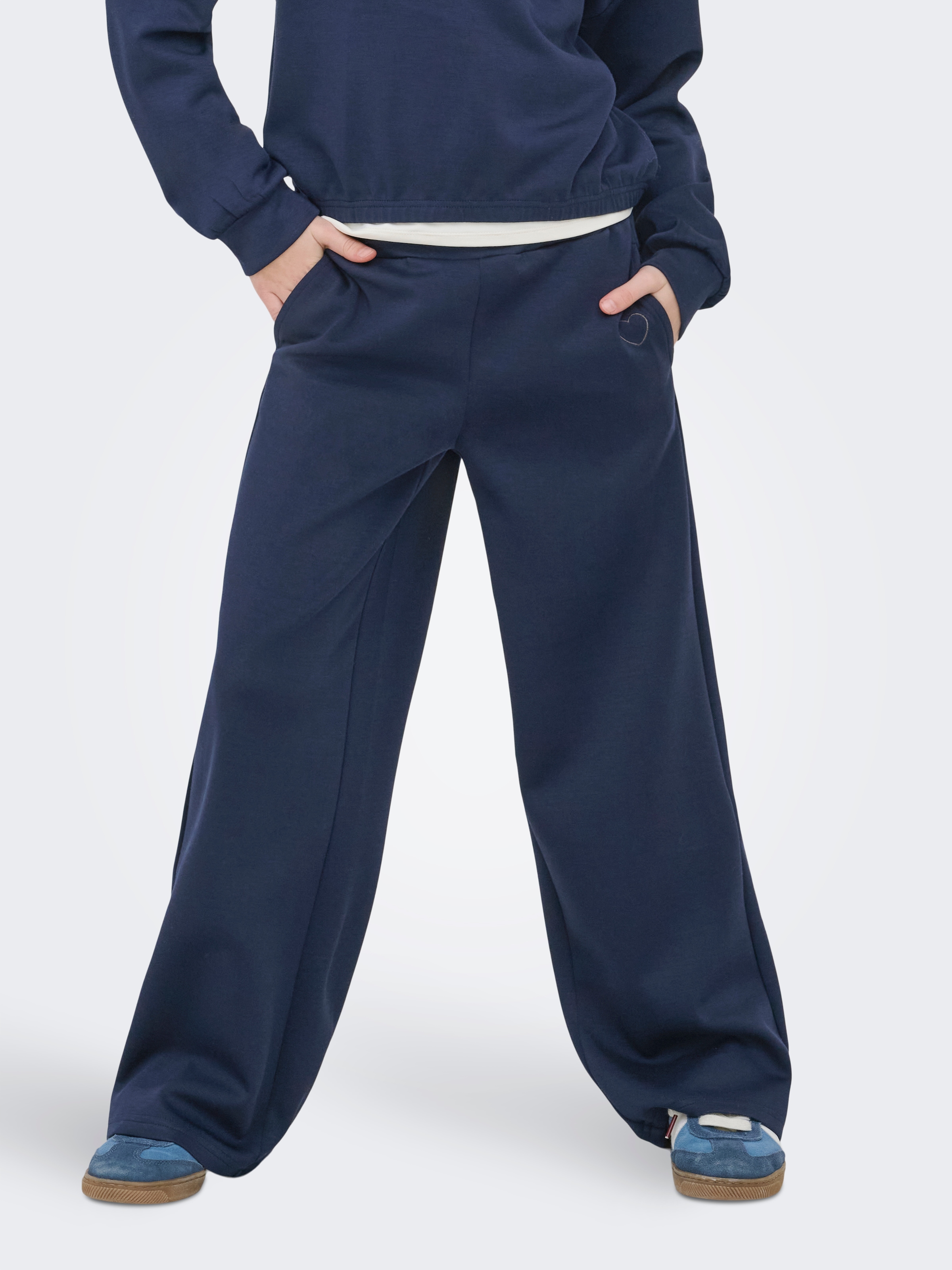 KIDS ONLY Jerseyhose "KOGADA-NELLA HEART PANT FR JRS NOOS" Materialmix, relaxed fit