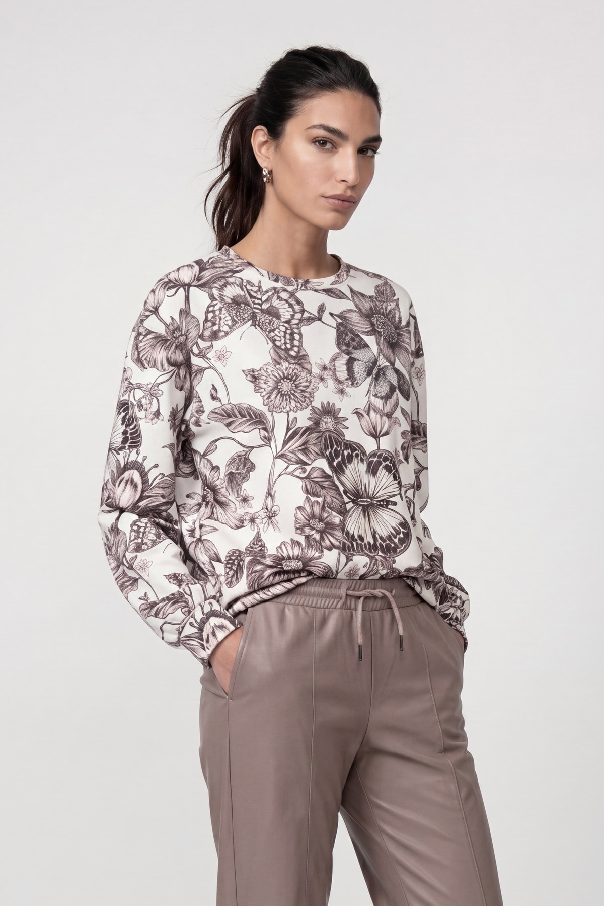 Monari Sweatshirt "Sweatshirt Blume allover", Regular fit mit Blumenmuster