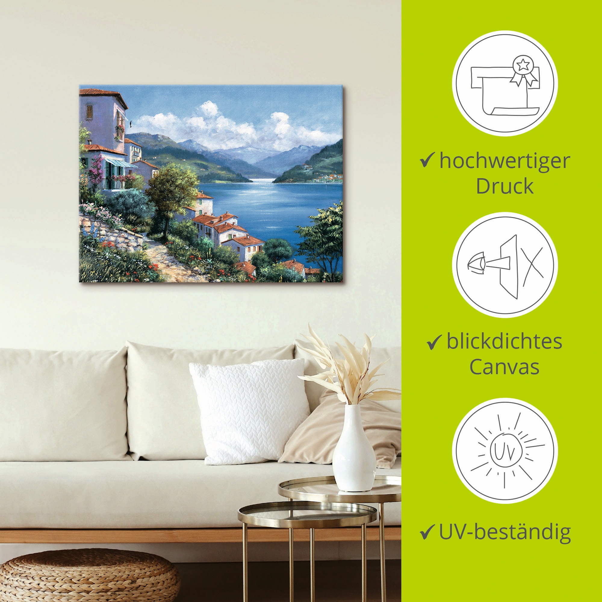 Artland Wandbild »Urlaubsaussicht«, Gewässer, (1 St.), als Leinwandbild, Poster in verschied. Größen