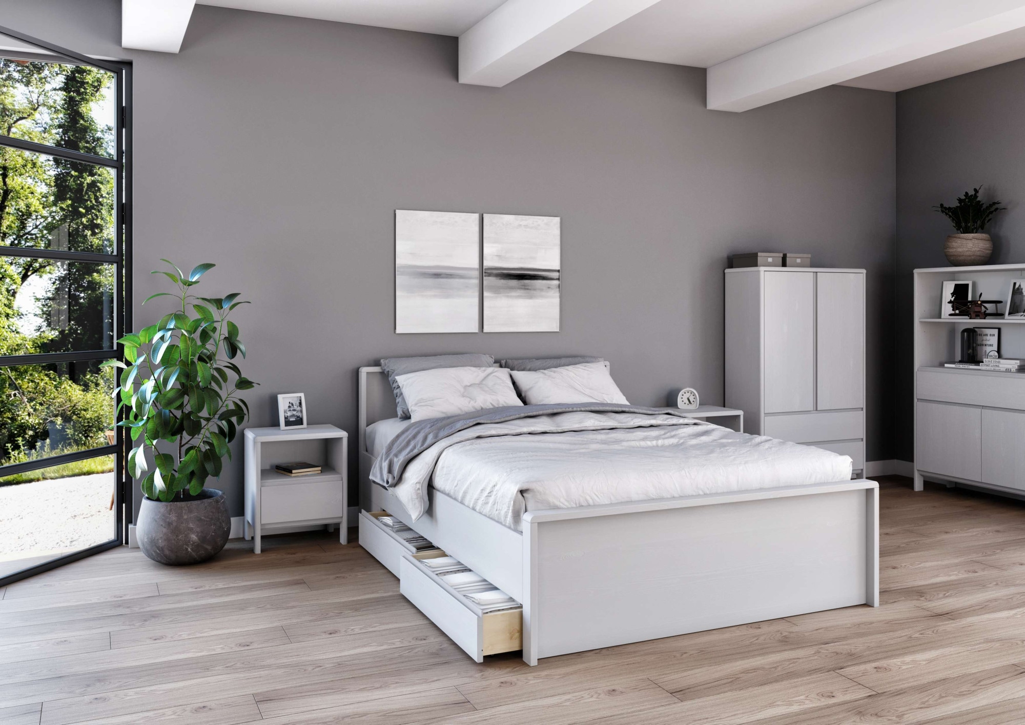 Home affaire Massivholzbett »Luven, hohe Belastbarkeit! FSC® zertifiziertes Massivholz«, (Breite/Belastbarkeit 180cm/220 KG, 140cm/180 KG), aus massiver Kiefer im schlichten Design