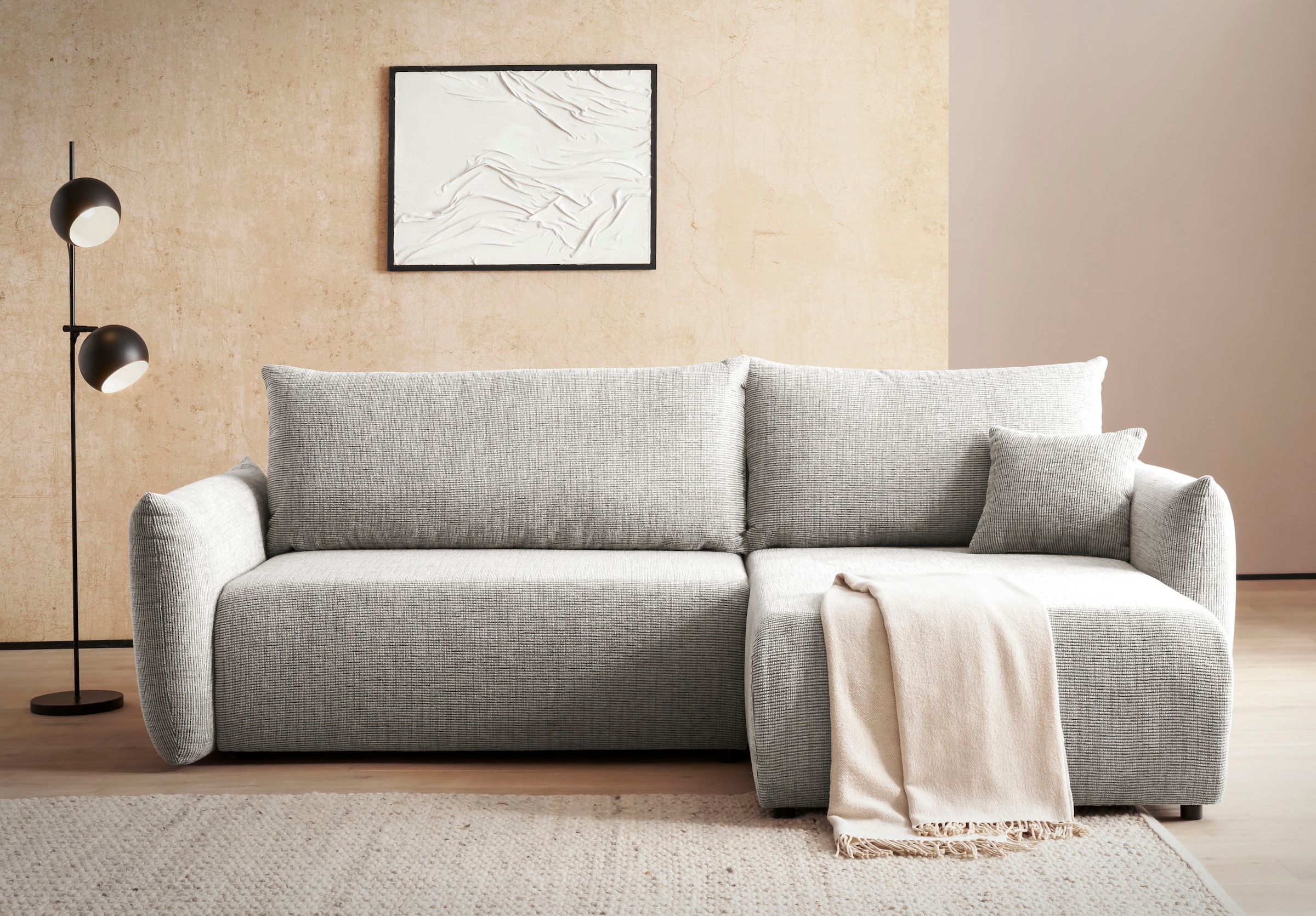 Home affaire Ecksofa "MAVAS Schlafsofa mit Bettkasten, L-Form," ca.257/127c günstig online kaufen