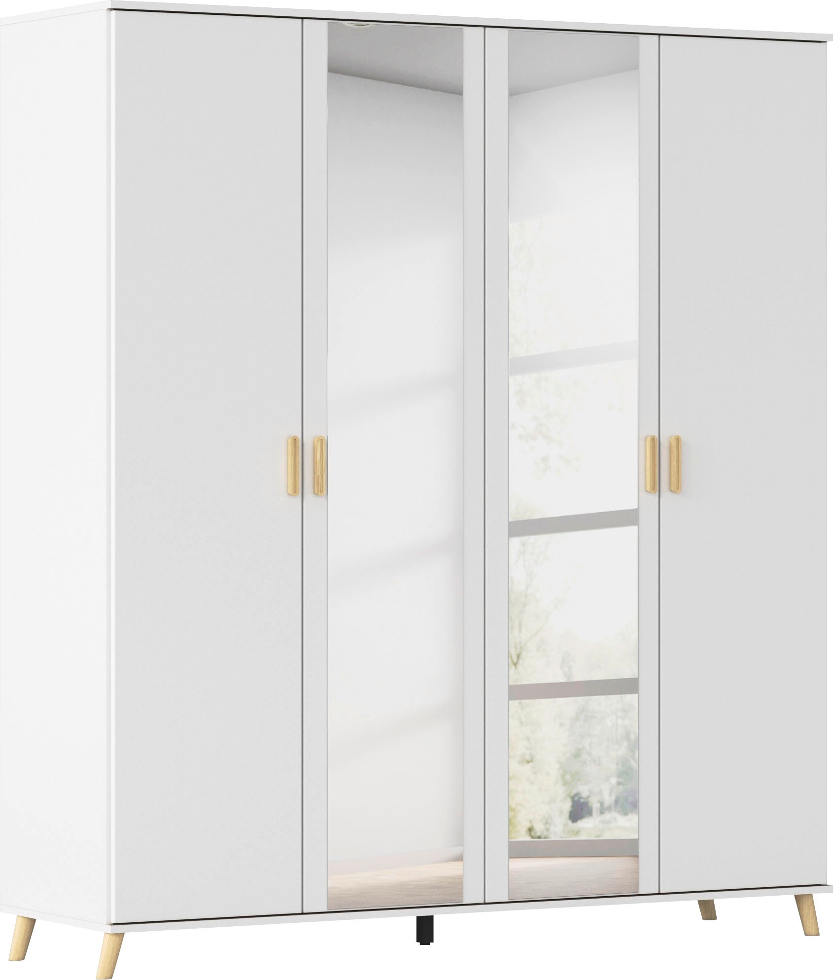 rauch Kleiderschrank "Skandi Kinderzimmer Schlafzimmerschrank FALUN" Breite 137/182, Höhe 203 cm, im modernen Skandi-Look, Füße/Griffe Eiche massiv MADE IN GERMANY