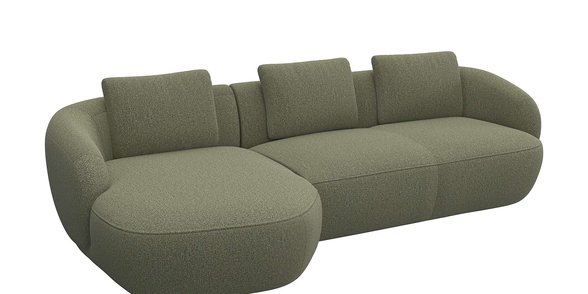FLEXLUX Wohnlandschaft »Torino, rund, L-Form, Sofa-Ecke mit Recamiere, Longchair-Sofa«, Modernes, organisches Sofa-Design, Kaltschaum, Wellenunterfederung