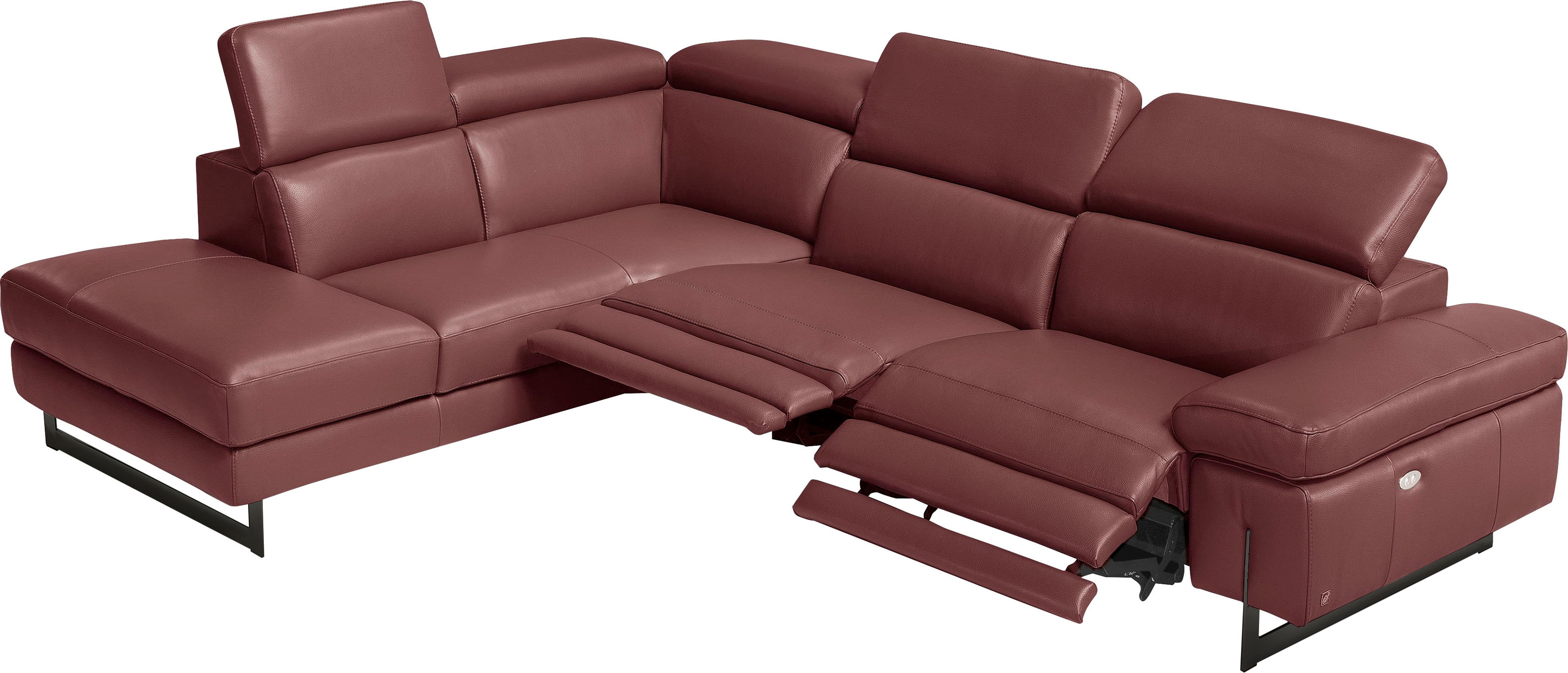 Egoitaliano Ecksofa "Candice, elegant, edel und bequem, erstklassiger Sitzkomfort, L-Form" inkl. 2 elektrischer Relaxfunktionen, Bedienung über Taste an Armlehne