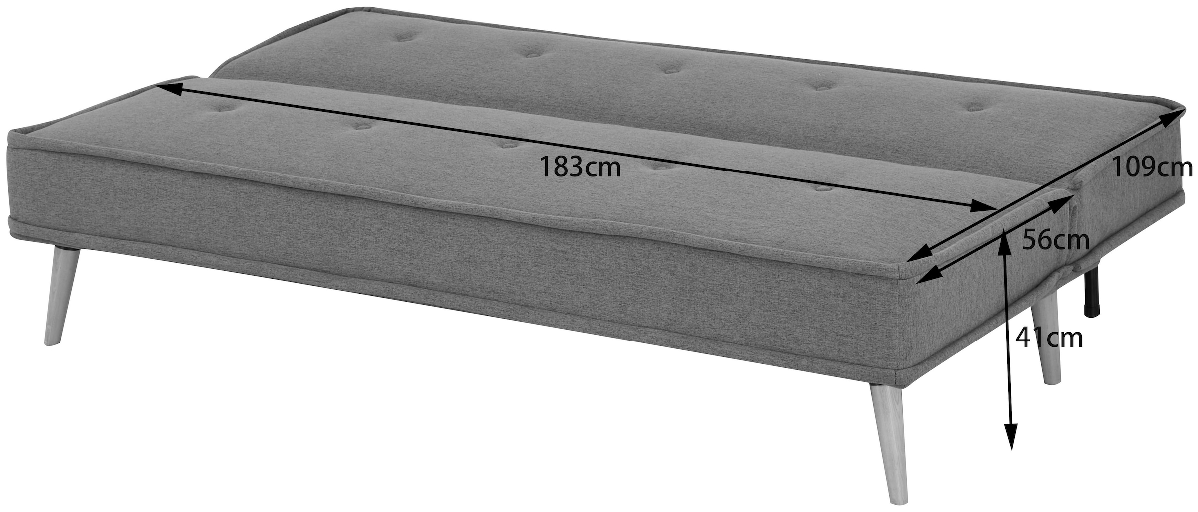 INOSIGN Schlafsofa »ARBON,183cm, klappbarer 3-Sitzer mit verstellbarer Rückenlehne und«, Bettfunktion, Webstoff und Kunstleder