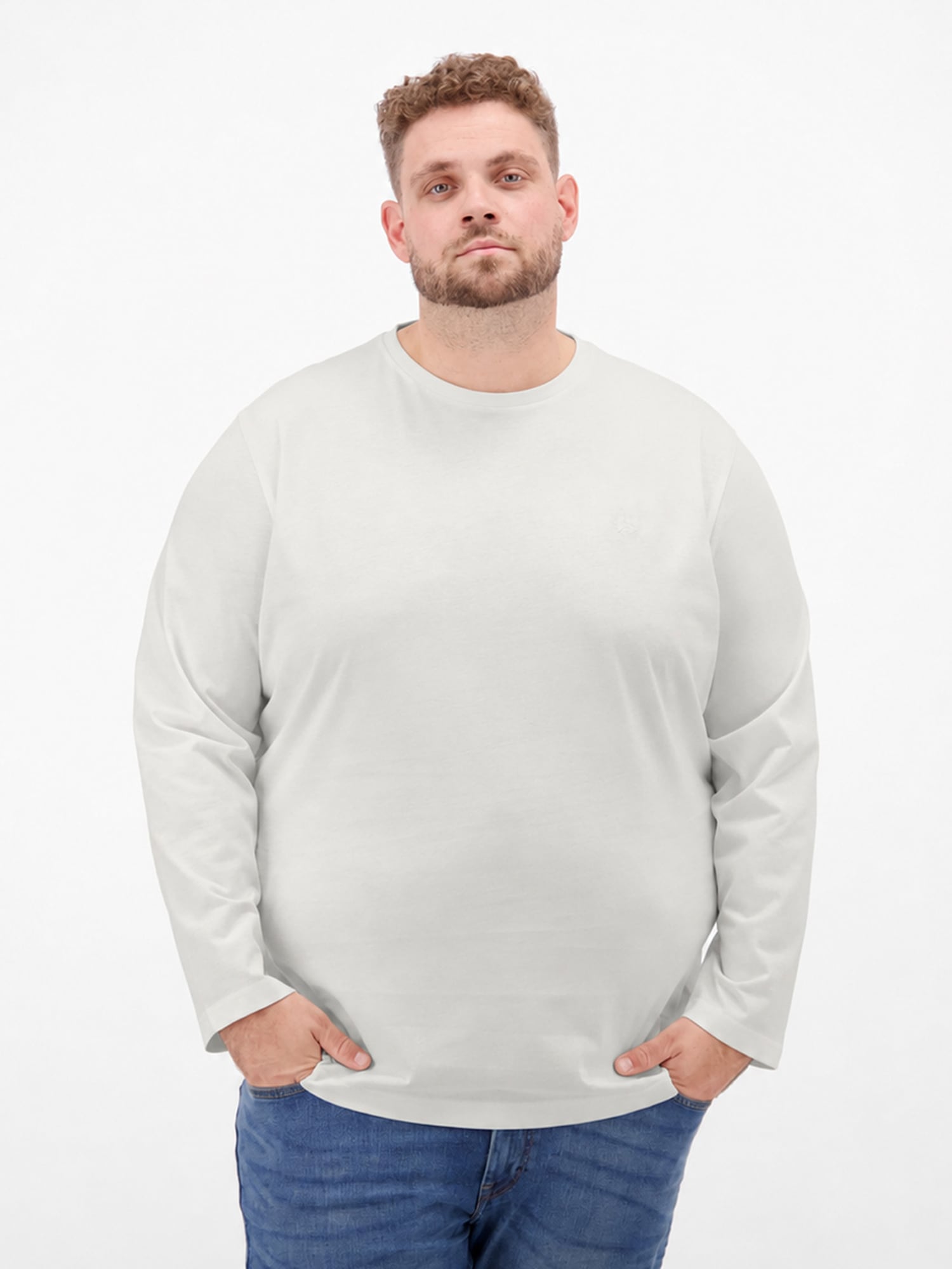 LERROS Sweatshirt "Sweatshirt mit O-Neck aus Baumwolle in großen Größen"