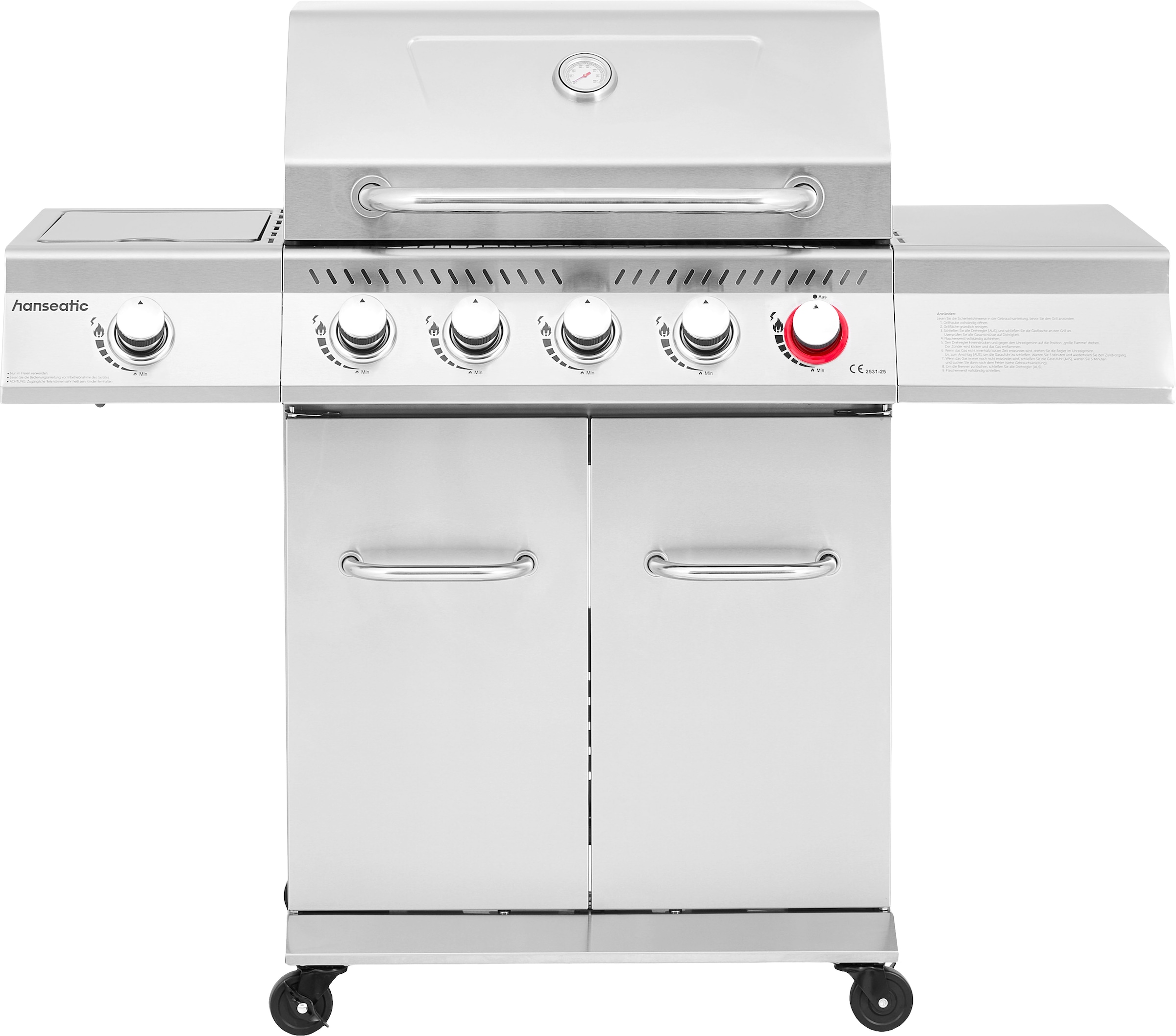 Hanseatic Gasgrill »Richland« BxTxH: 134,7 x 57 x 117 cm, 21,5 kW Gesamt, Edelstahl-Turbobrenner