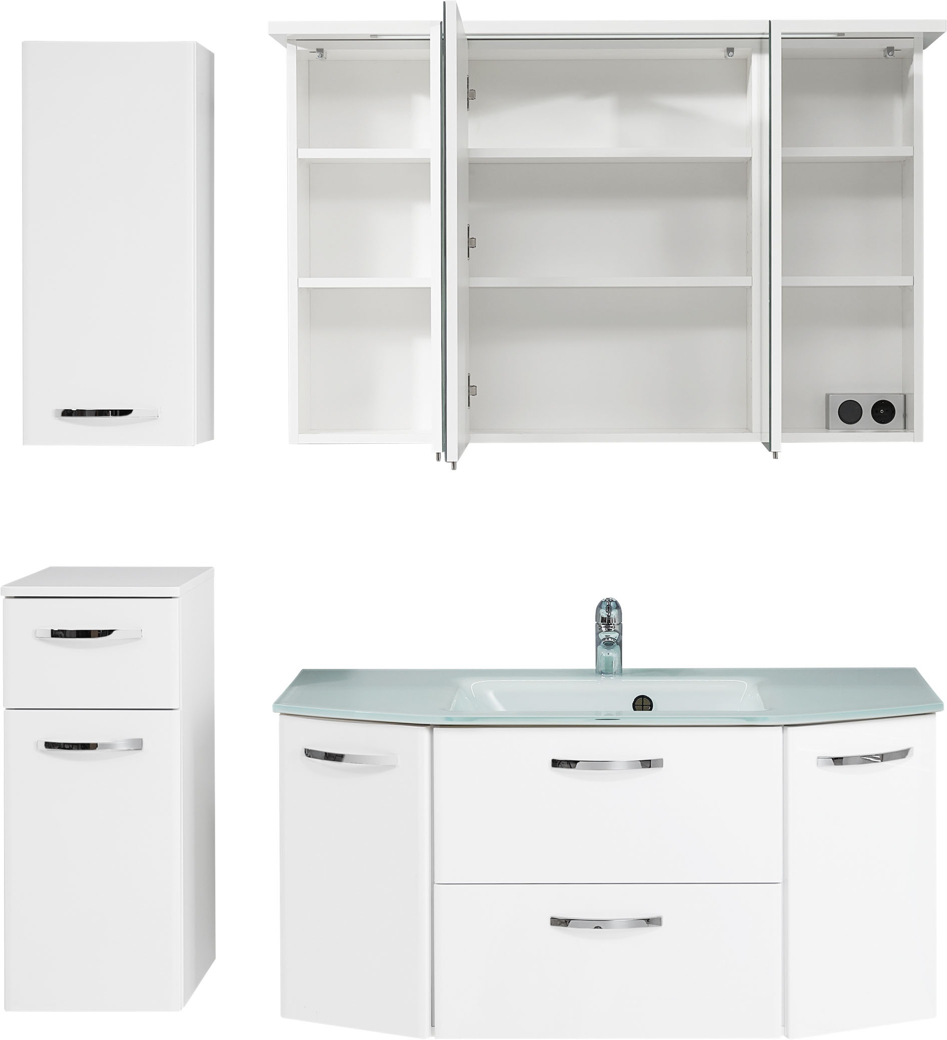 Saphir Badmöbel-Set »Quickset 326, 5-teilig, mit Glaswaschtisch« 5 Stk. tlg.