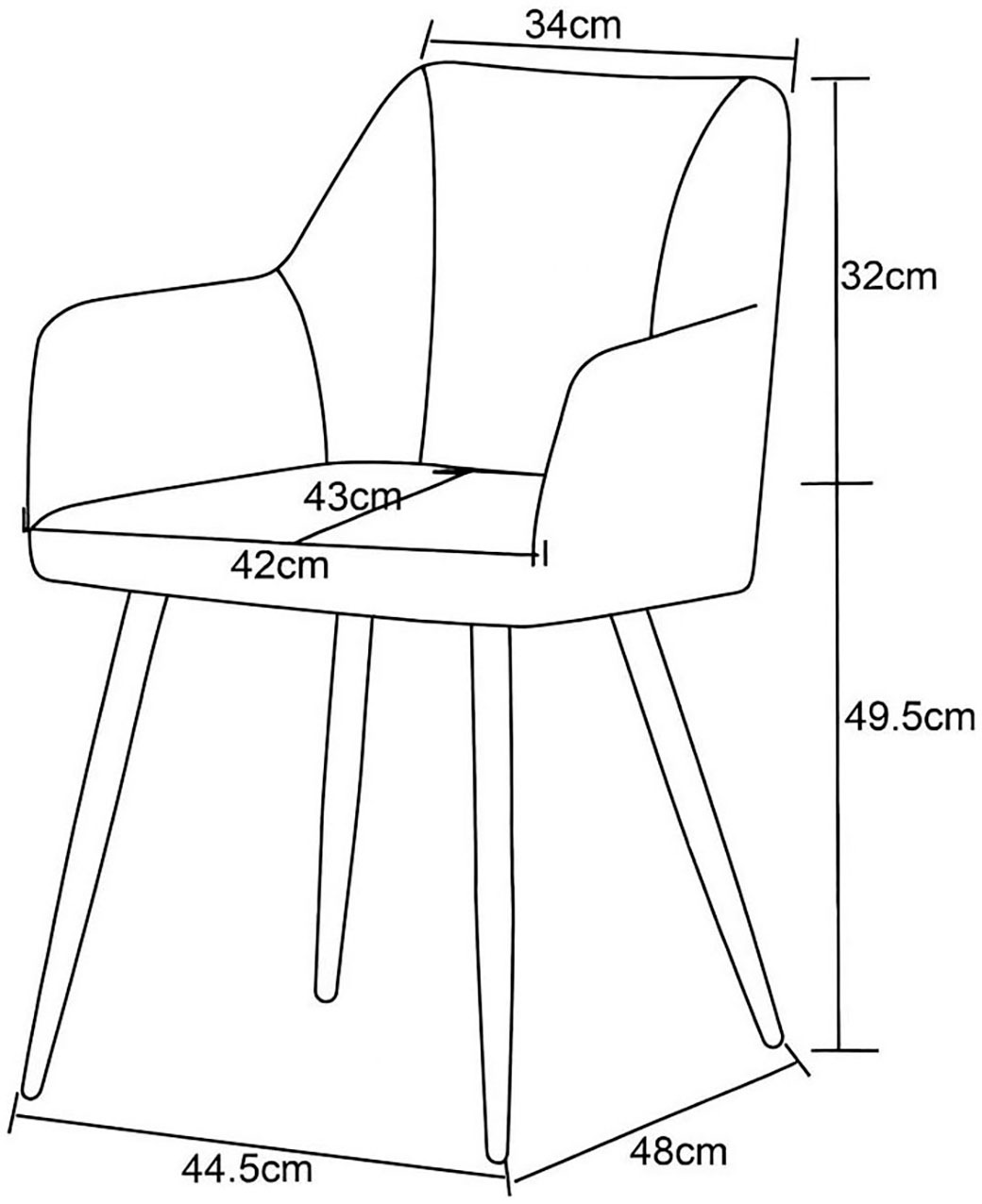 Home affaire Esszimmerstuhl »MILTON, 2er Set, mit Metallgestell in matt schwarz« (Set) 2 Stk.in verschiedenen Farben, Belsatbarkeit pro Stuhl 120 kg, mit Armlehne