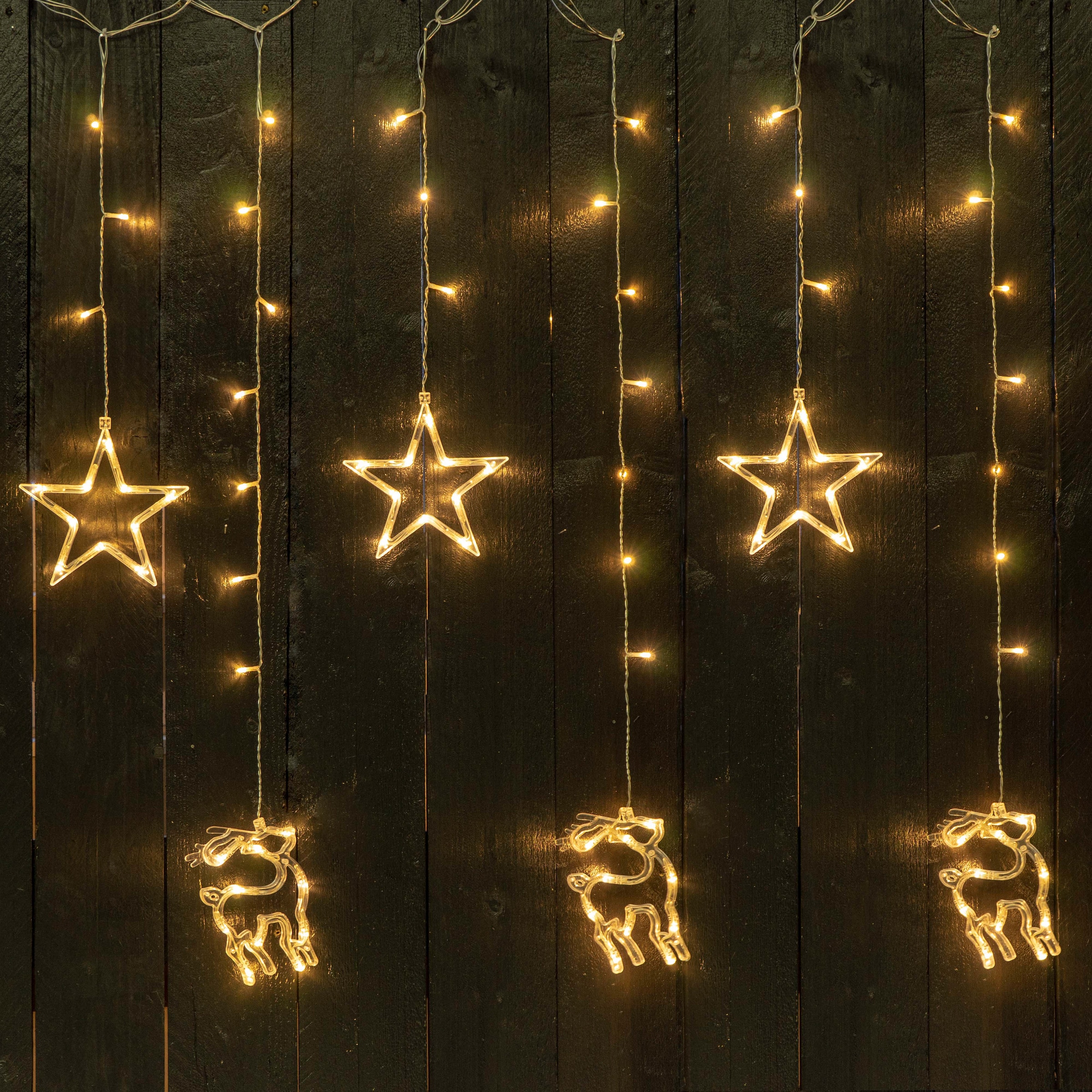 NOOR LIVING LED-Lichterkette »Weihnachtszeit«, mit Stern- und Rentierbeleuchtung, Batteriebetrieb
