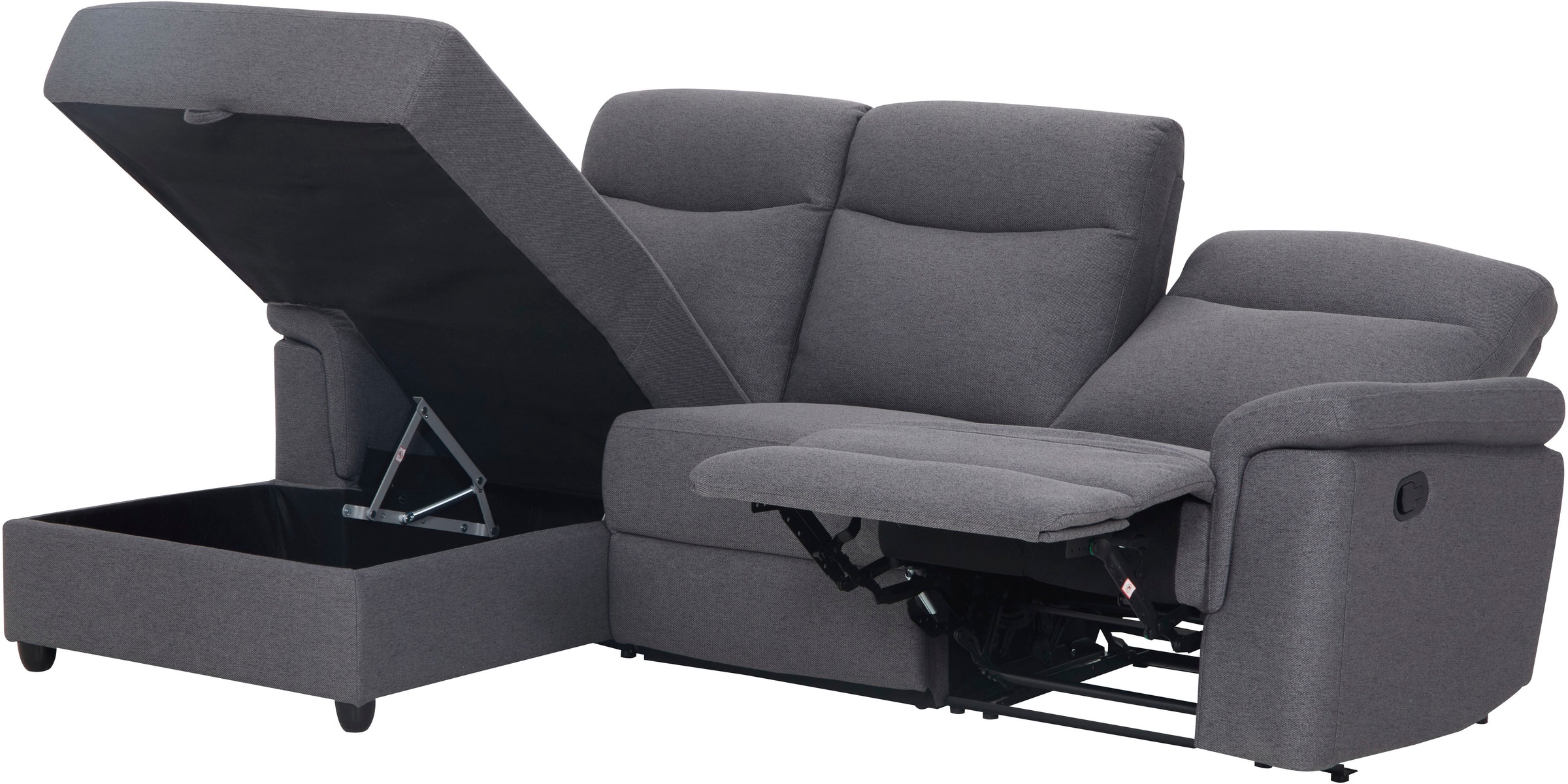Home affaire Ecksofa »BRIONNE, L-Form, 255cm, manuelle u. elektrische Funktion (USB A/C),«, Liegefunktion, Stauraum, Federkernpolsterung, Webstoff