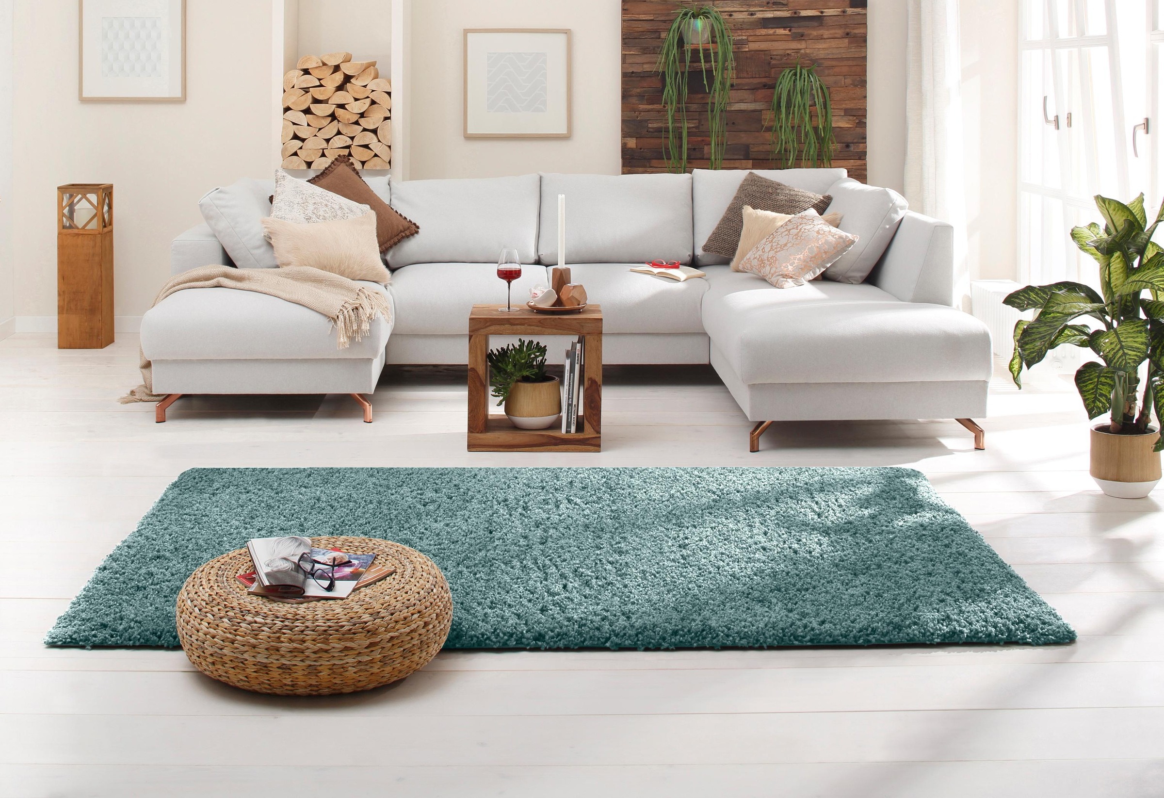 Home affaire Hochflor-Teppich »Viva«, rechteckig, 45 mm Höhe, Uni Farben, einfarbig, besonders weich und kuschelig
