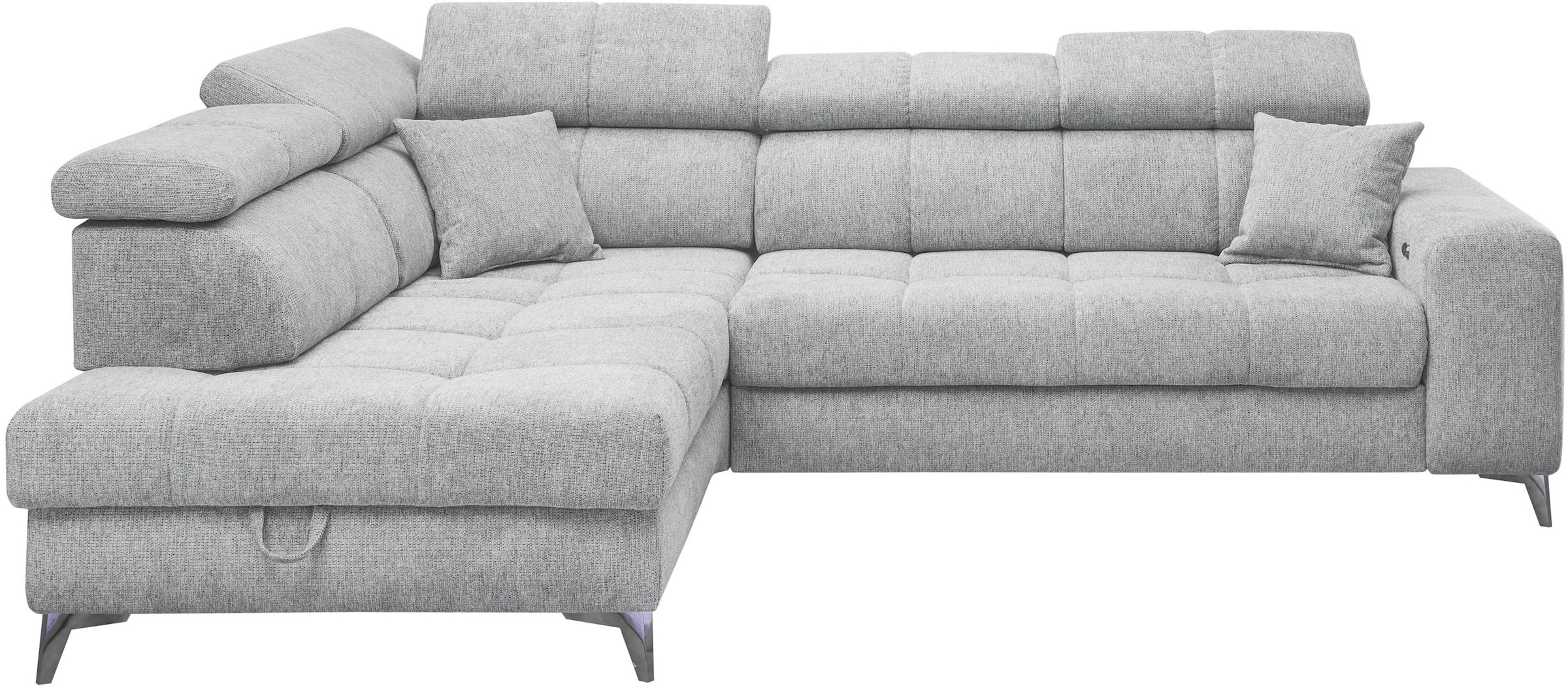 ED EXCITING DESIGN Ecksofa »Sydney L-Form«, mit Bettfunktion, Bettkasten, Kopfteilverstellung & 2 Zierkissen