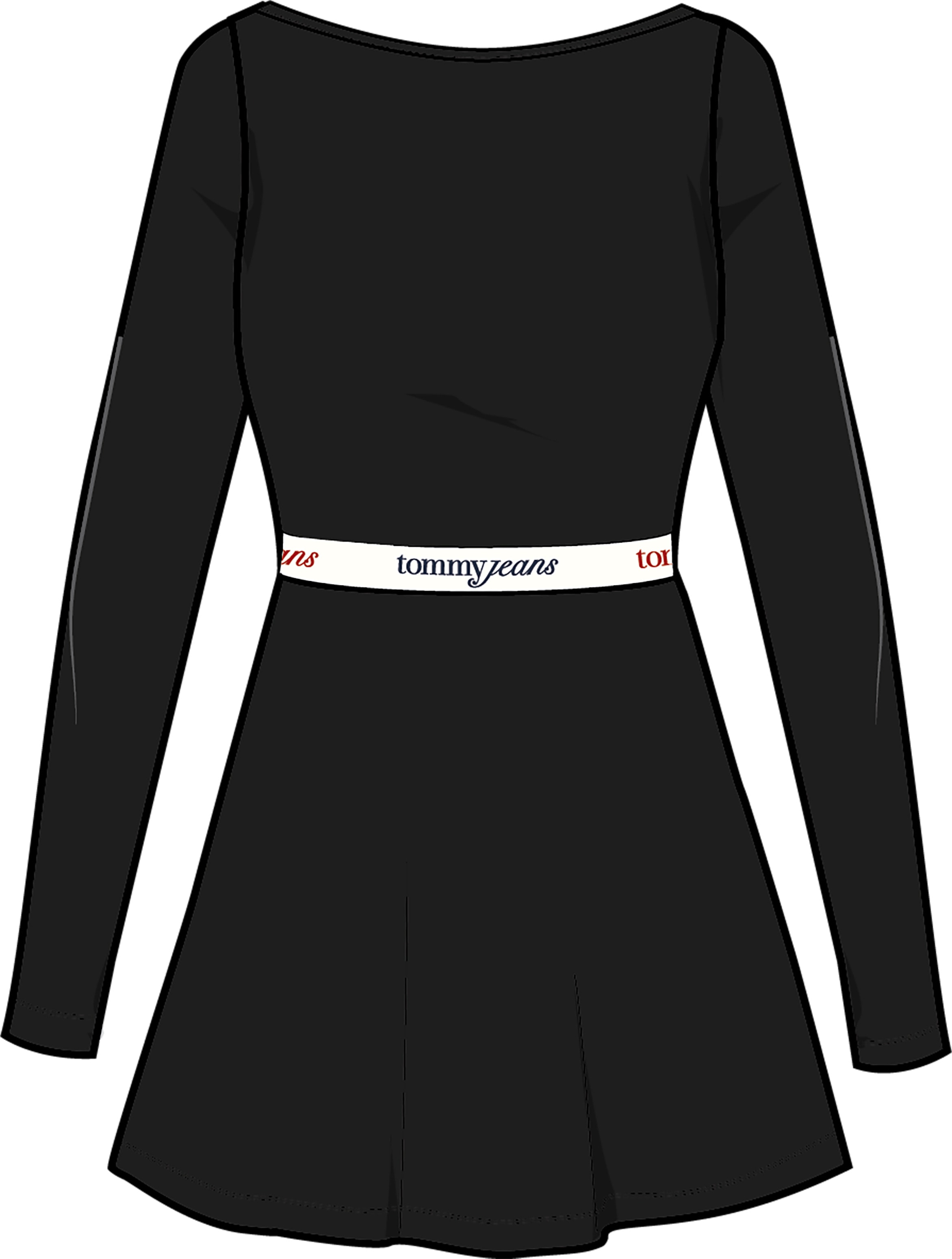 Tommy Jeans Jerseykleid "TJW TAPE FIT FLARE DRESS EXT", mit Logo-Elastikbund