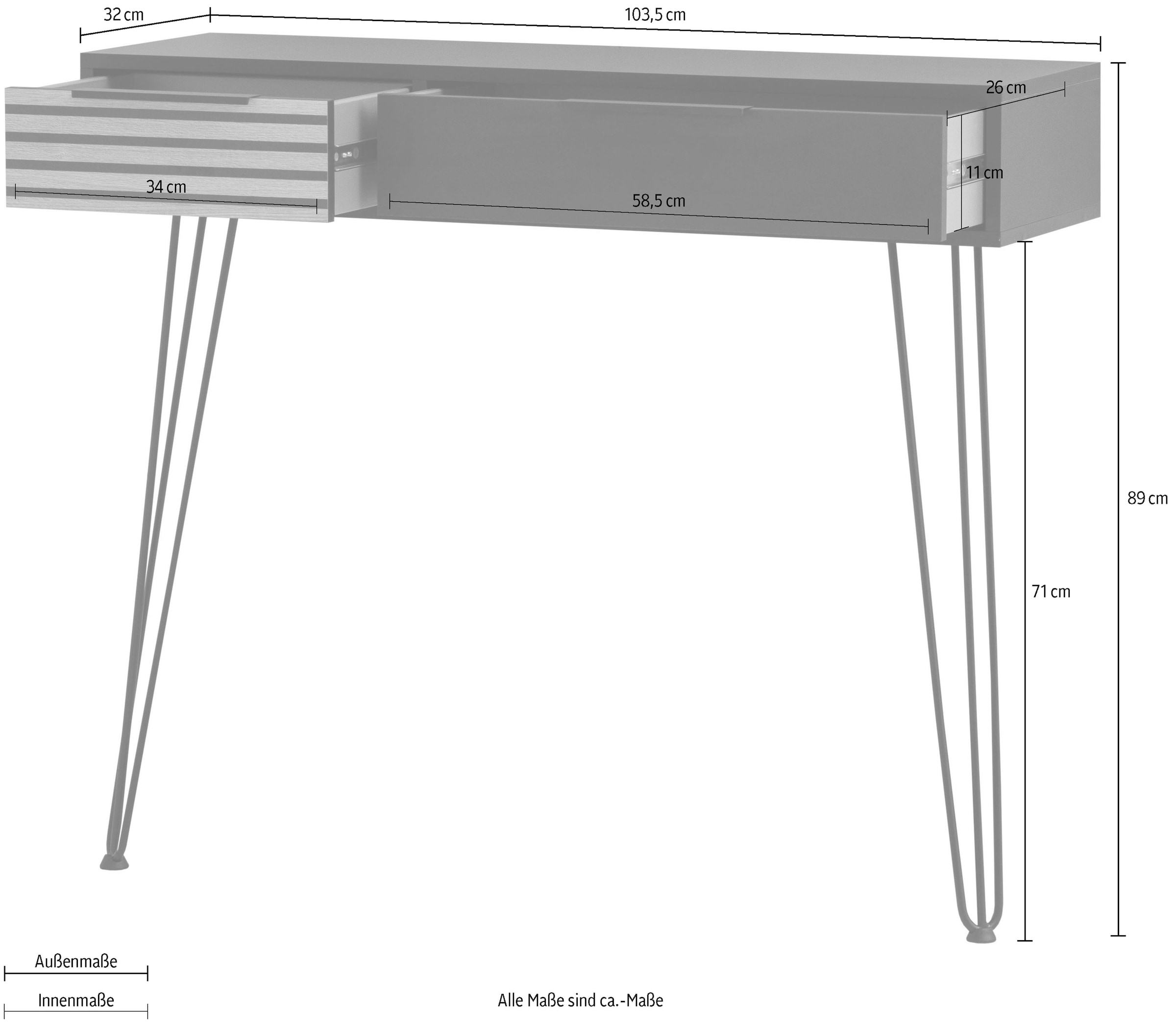 Schildmeyer Konsole »Hank, Breite 103 cm made in Germany«, Schubladenfront mit Akustikprint