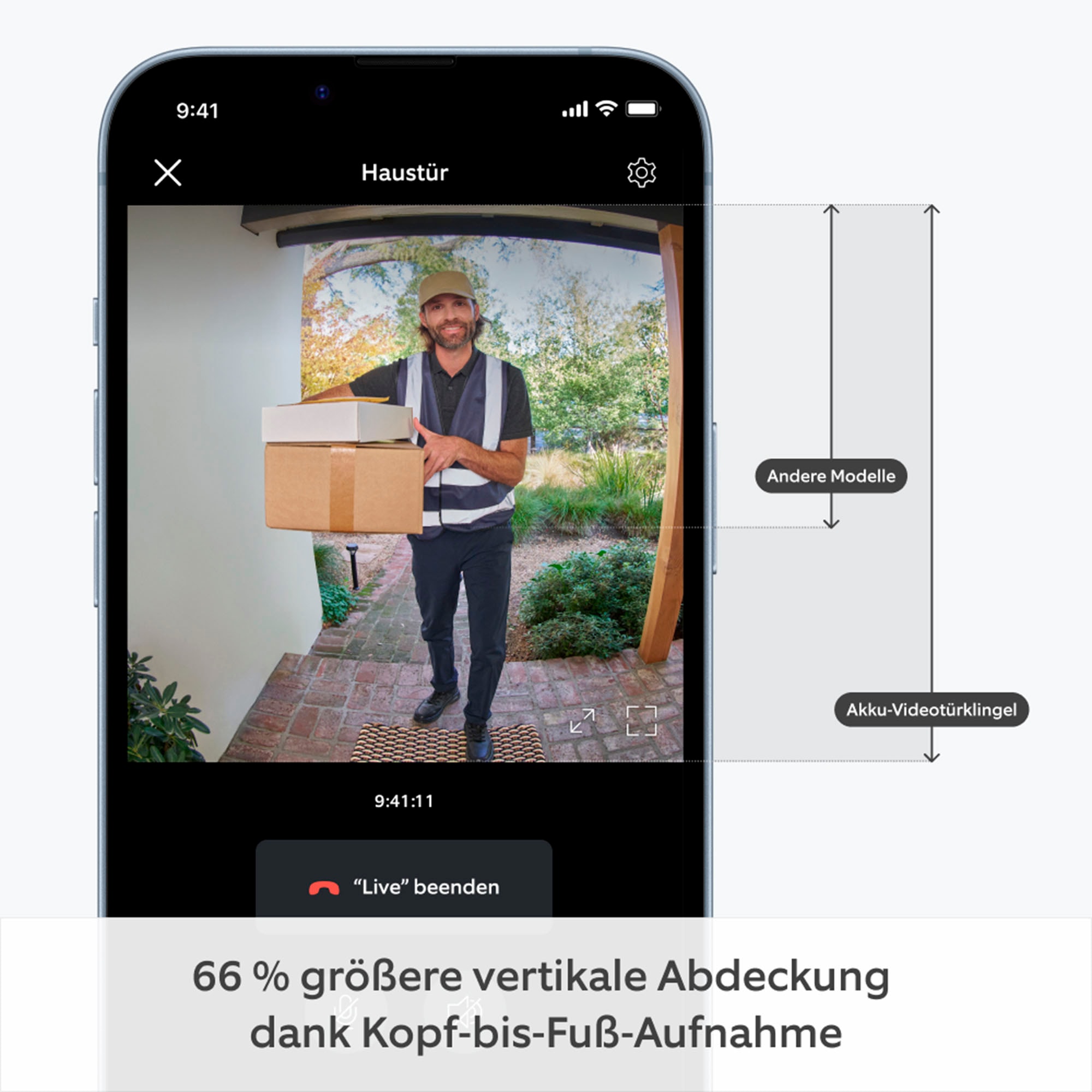 Ring Überwachungskamera »Battery Video Doorbell + Chime Türklingel«, Außenbereich