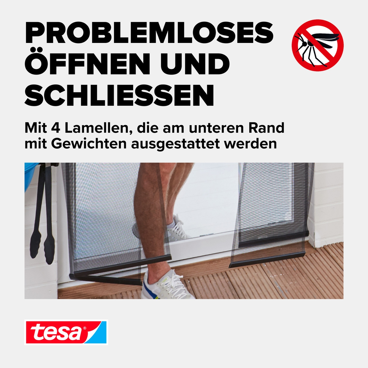 tesa Insektenschutz-Tür »Insect Stop Standard Fliegengitter für Türen - 1.20 m : 2.5 m«, Lamellentür für Balkon & Terrasse - schwarz / anthrazit