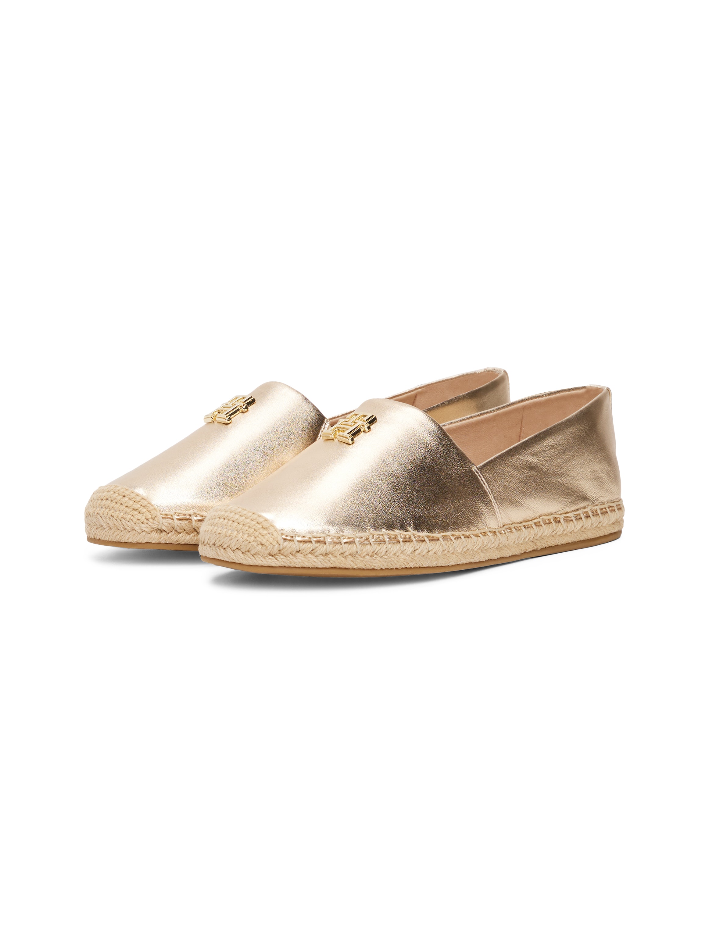 Tommy Hilfiger Espadrille »TH LOGO METALLIC LEATHER ESPAD«, Sommerschuh, Slipper, Schlüpfschuh mit TH-Schmuckelement