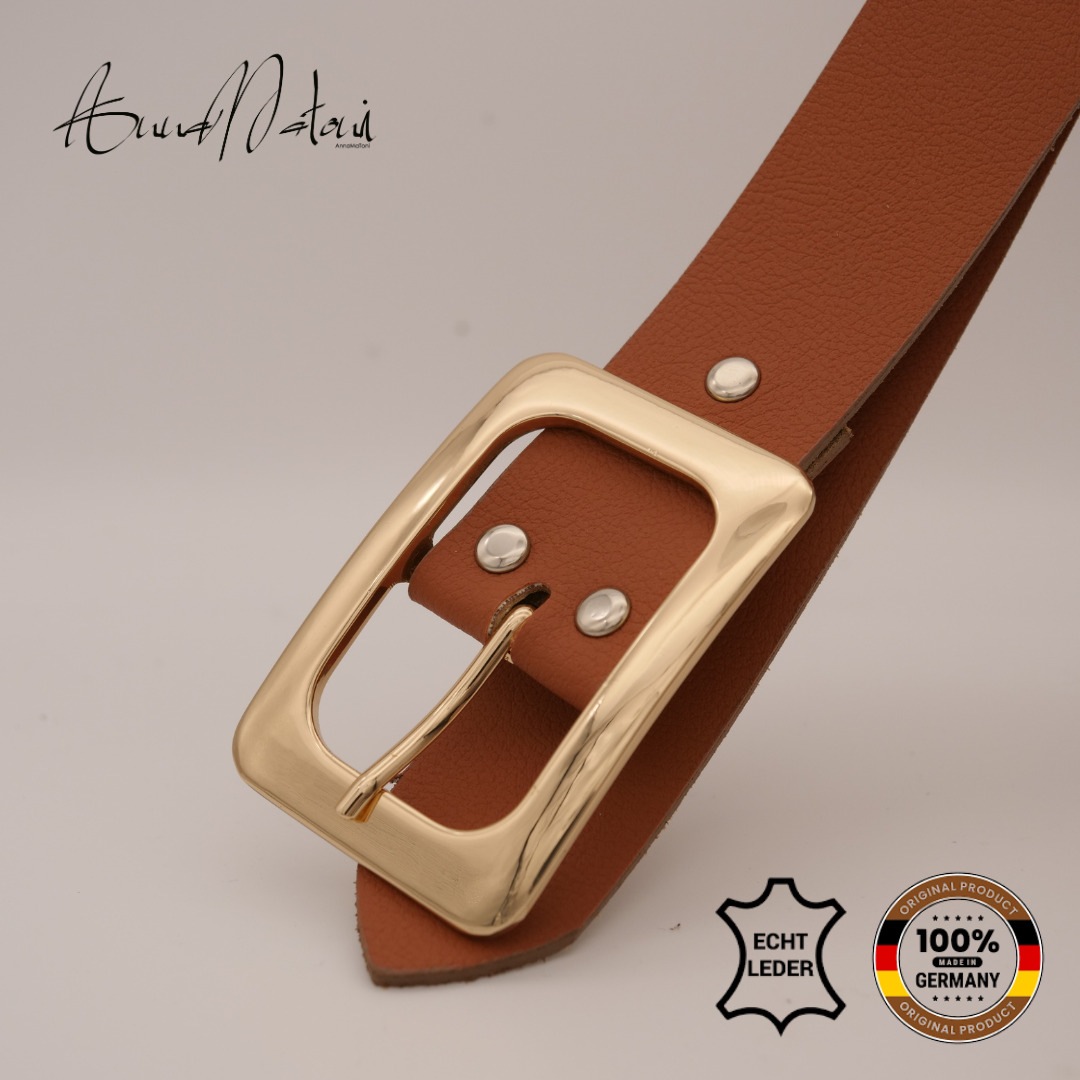 Ledergürtel ANNAMATONI "AnnaMatoni Ledergürtel Flora Ledergürtel Flora", Damen, Gr. TW90 - 105cm Gesamtlänge, braun (cognac 640), 100% Leder, Gürtel Ledergürtel 3