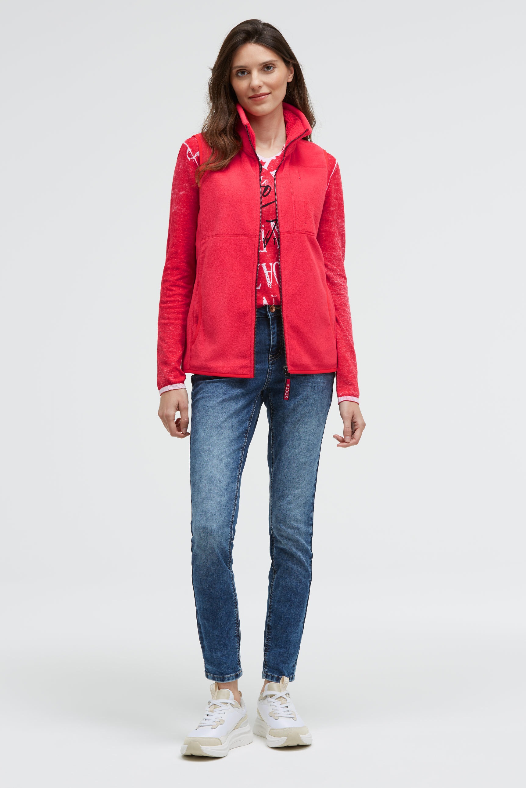 SOCCX Fleeceweste mit Brusttasche