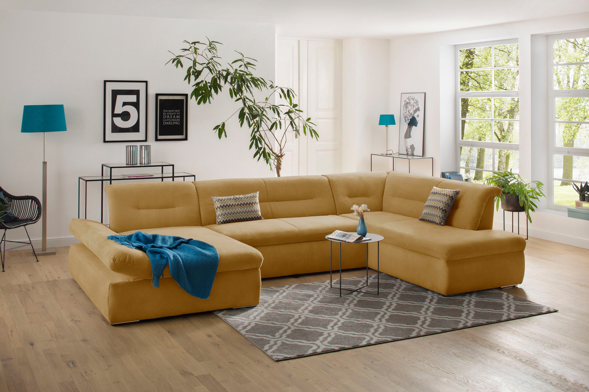 Home affaire Wohnlandschaft "Avesa U-Form" Wahlweise mit Armteilverstellung günstig online kaufen