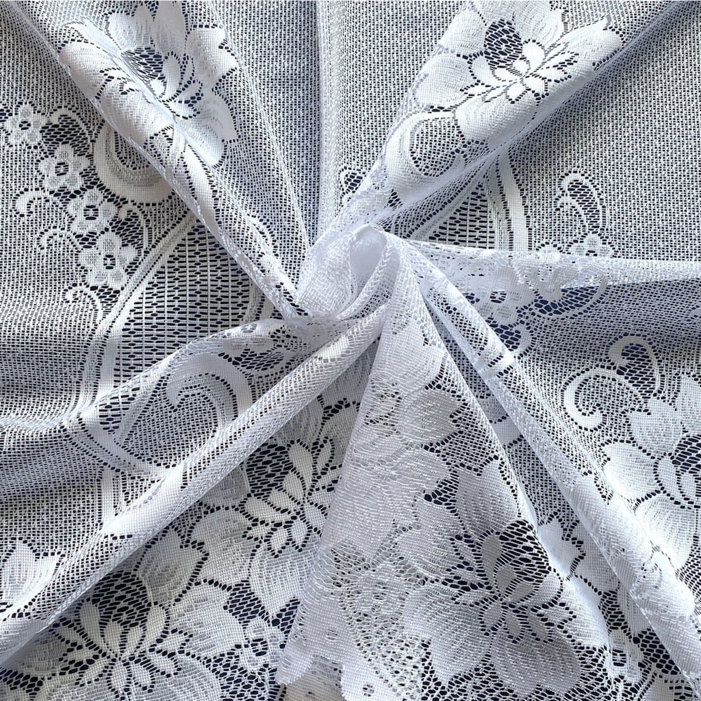 Weckbrodt Gardine »Chelsea«, (1 St.), Jacquard, halbtransparent, Bordüre, Kante, floral, Blumen, Allover