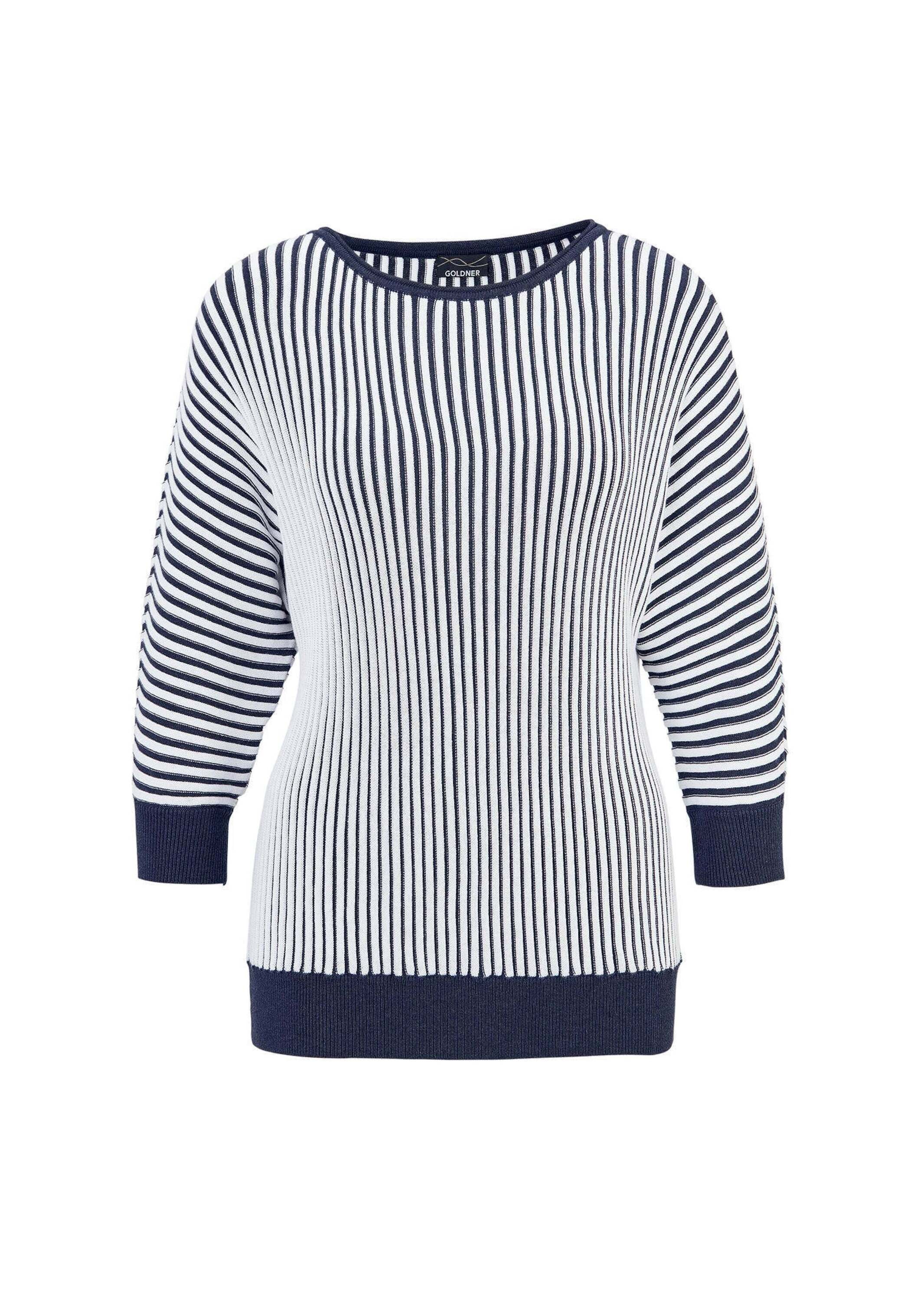 GOLDNER Rundhalspullover "Kurzgröße Baumwollmix mit Fledermausärmeln und Ri günstig online kaufen
