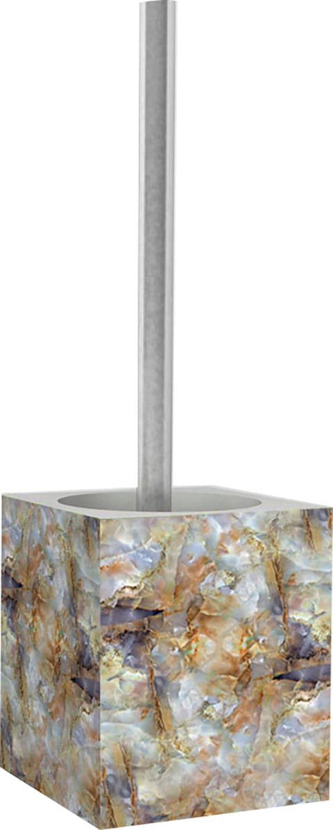 Sanilo WC-Garnitur »Marmor Braun«, 2 St., aus Polyresin (Kunststein), kräftige Farben, mit auswechlbarem Bürstenkopf