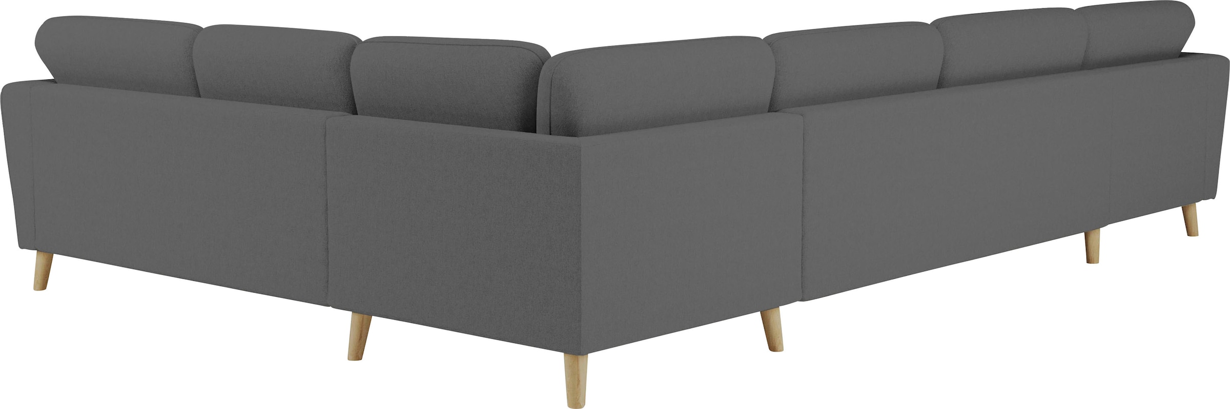 Home affaire Wohnlandschaft »MARSEILLE XXL 349cm, U-Form, Ottomane rechts/links wählbar«, Massivholzbeine aus Eiche, In verschieden Bezügen und Farbvarianten