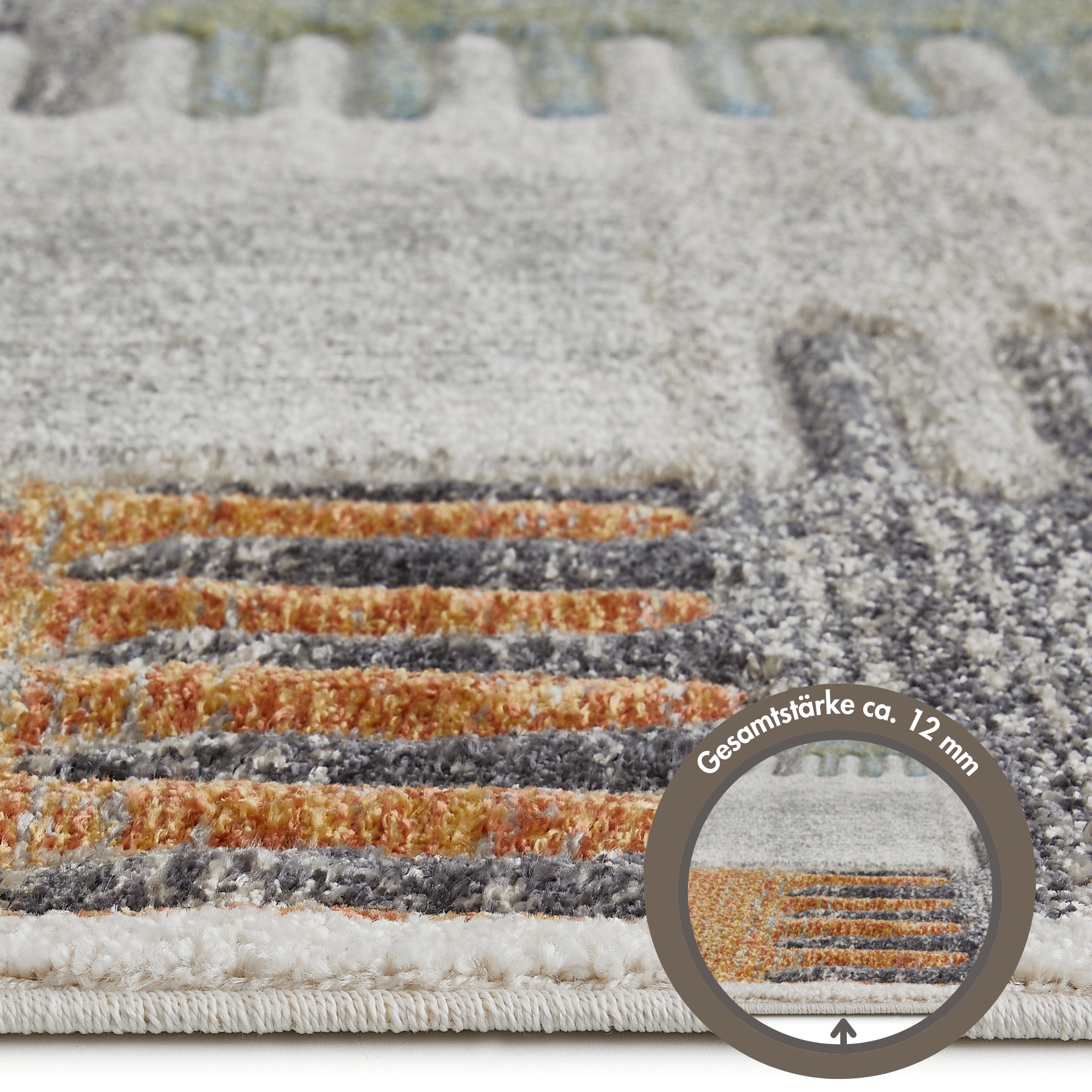 LUXOR living Teppich »Toronto«, rechteckig, 12 mm Höhe, Kurzflor, modernes Patchwork-Design, Hoch-Tief Struktur, Wohnzimmer
