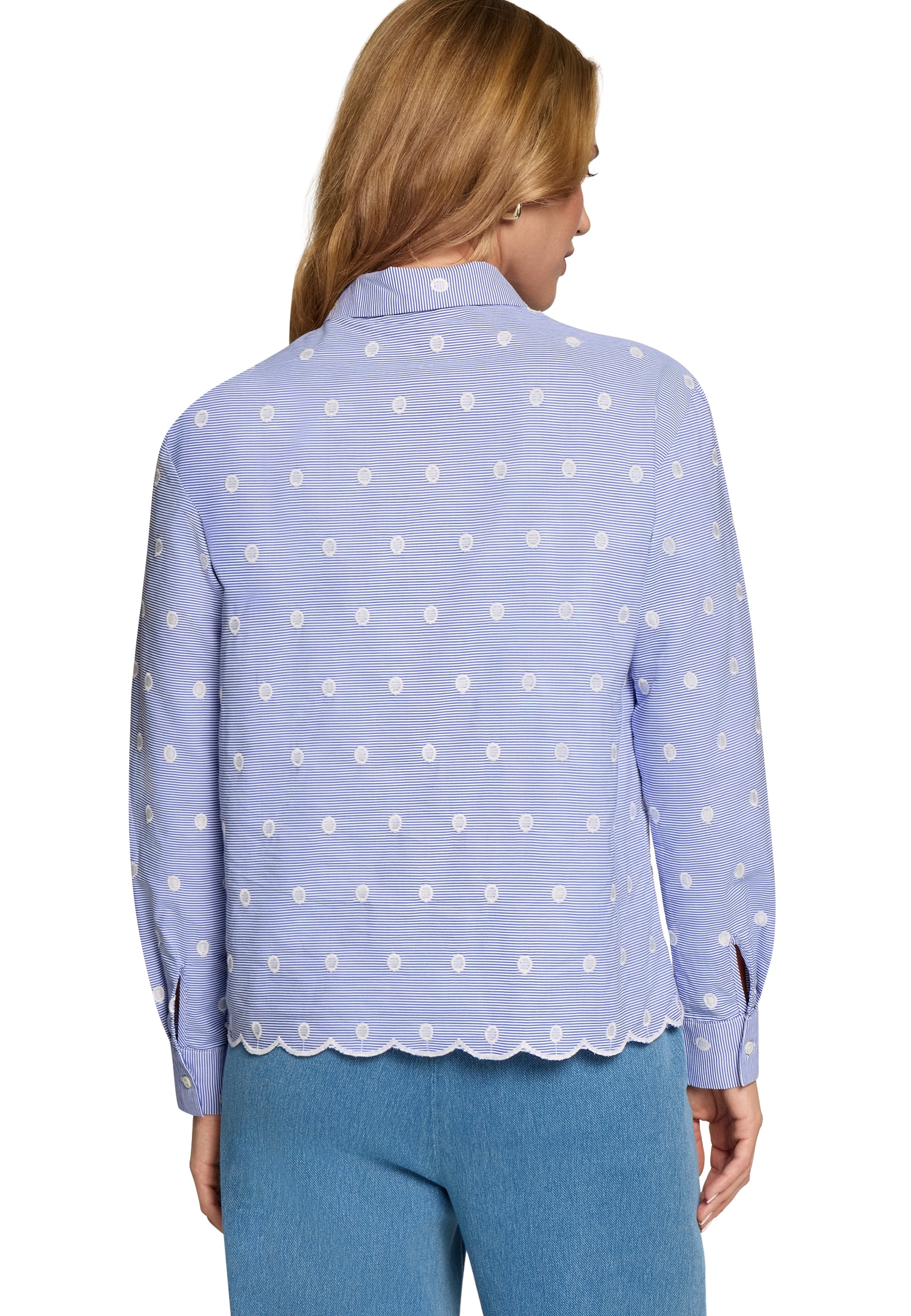 Zero Klassische Bluse »Damen mit Streifen und Stickerei«