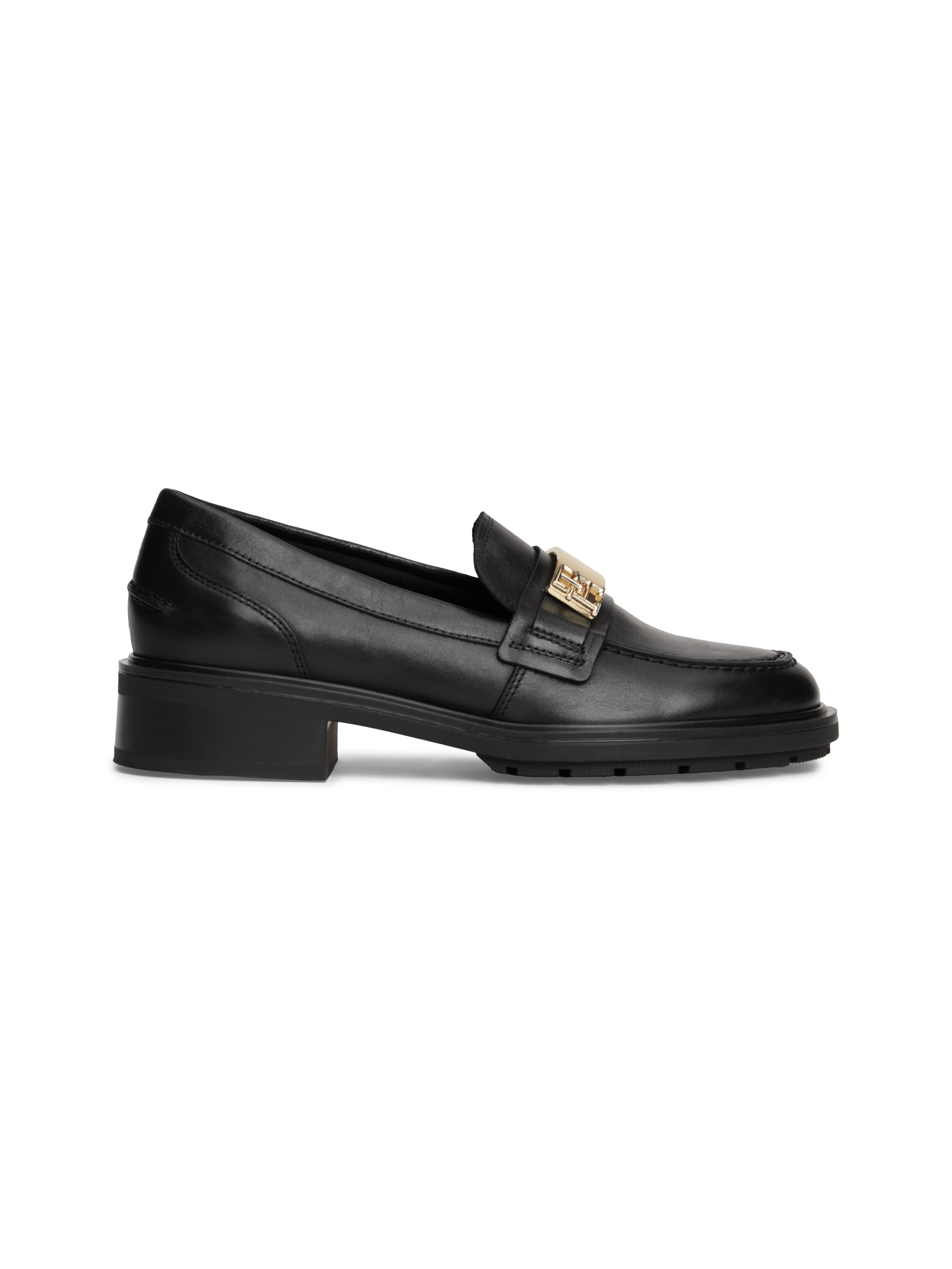 Tommy Hilfiger Loafer »TH LOGO LEATHER LOAFER«, Slipper, Businesschuh, Schlupfschuh mit TH-Schmuckelement