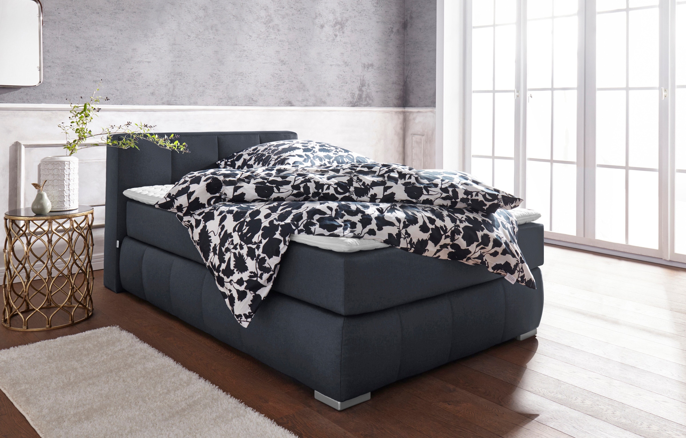 Home affaire Boxspringbett »Chelles«, inkl. Topper, in XXL- Überlänge 220 cm, Unterbox mit feine Wölbung