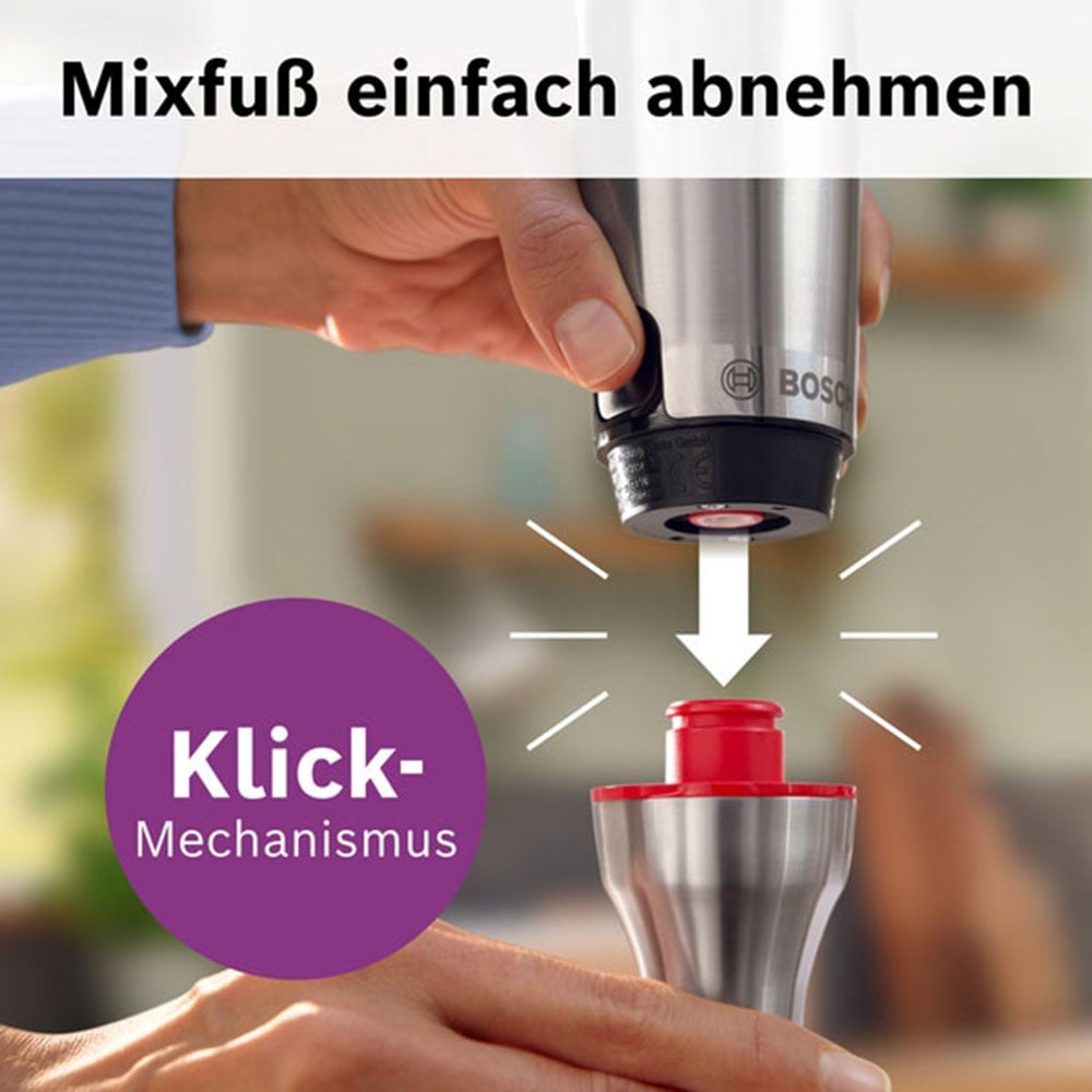 BOSCH Stabmixer »ErgoMaster Serie 8, MSM8M934, Doppelschneebesen, Becher, Zerkleinerer« 1500 W 6 Klingen Edelstahl, Spiralkabel, Keramikkupplung, luftgekühlter Motor