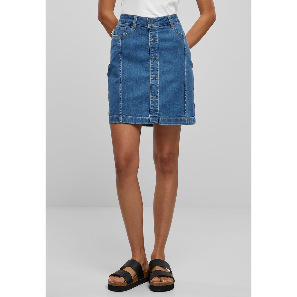 URBAN CLASSICS Sommerrock »Urban Classics Damen Ladies Organic Stretch Button Denim Skirt«, (1 tlg.)