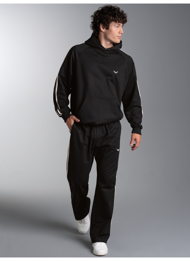 TRIGEMA Herren Freizeitanzug "TRIGEMA Jogginganzug mit Seitenstreifen", schwarz, Basic, Gr. S, Sweatware, 70% Baumwolle, 30% Polyester, Sportanzüge
