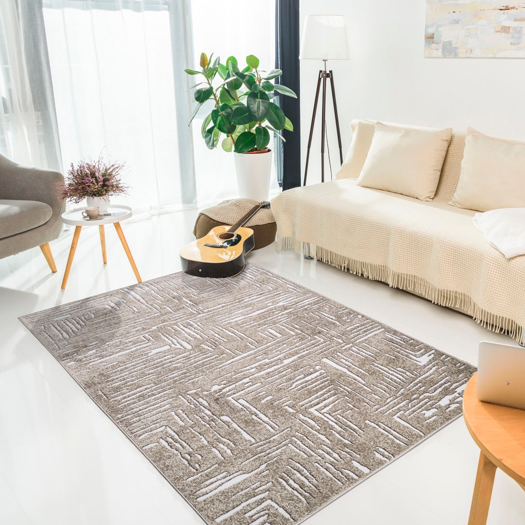 my home Teppich »Navid«, rechteckig, Kurzflor, Hoch-Tief-Struktur, 3D-Design,  modern, pflegeleicht auf Rechnung | BAUR