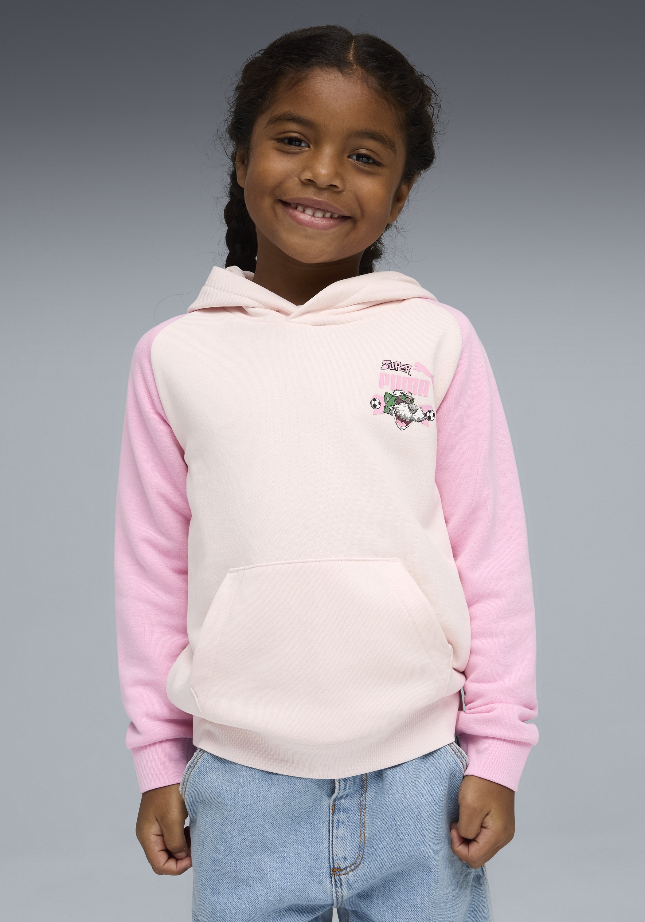 PUMA Kapuzensweatshirt "SUPER HOODIE TR PS", für Kinder, sportlicher Stil, mit Print-Applikation, mit Kapuze