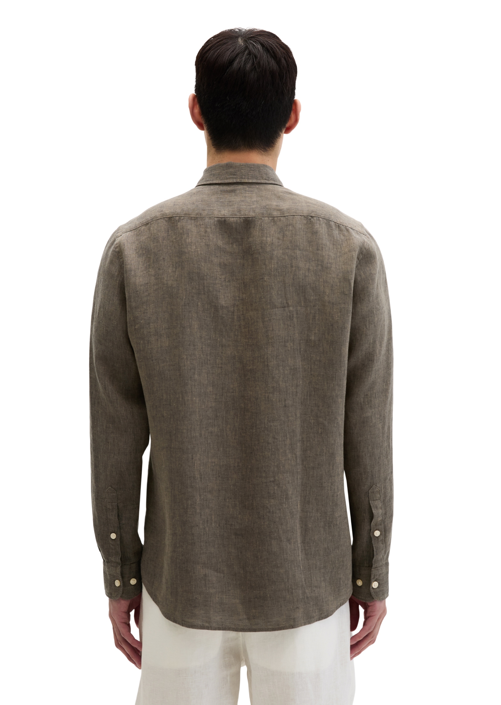 Marc O'Polo Langarmhemd shaped fit aus feinem Leinen-Chambray