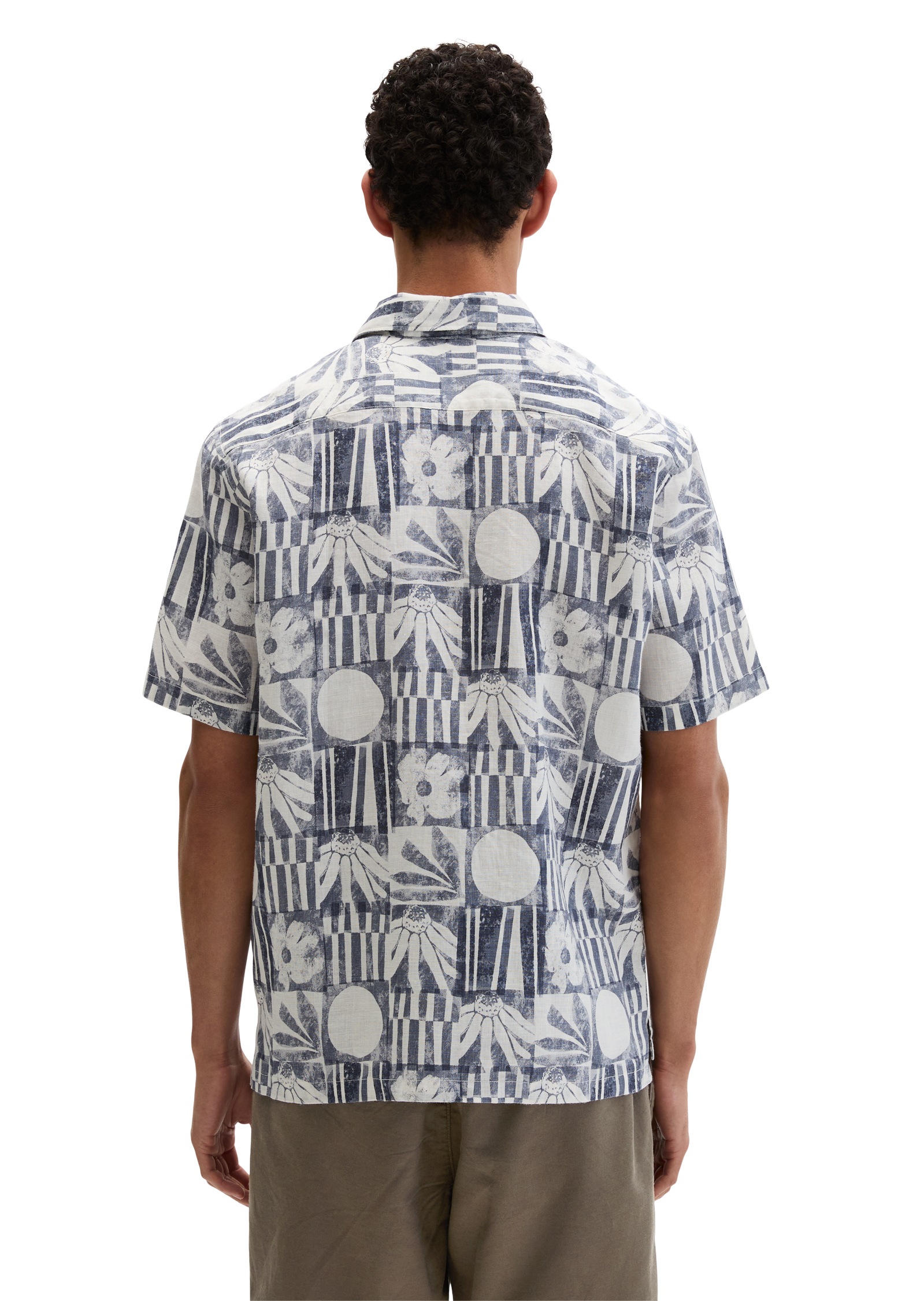 Marc OPolo Kurzarmhemd Leinenhemd regular fit mit Allover-Print günstig online kaufen