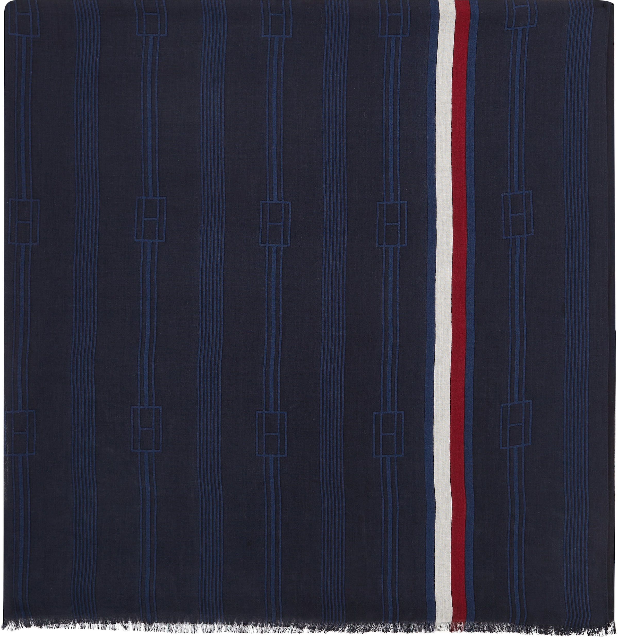 Tommy Hilfiger Schal »ESSENTIAL FLAG SCARF«, transparente Struktur, leicht fransig